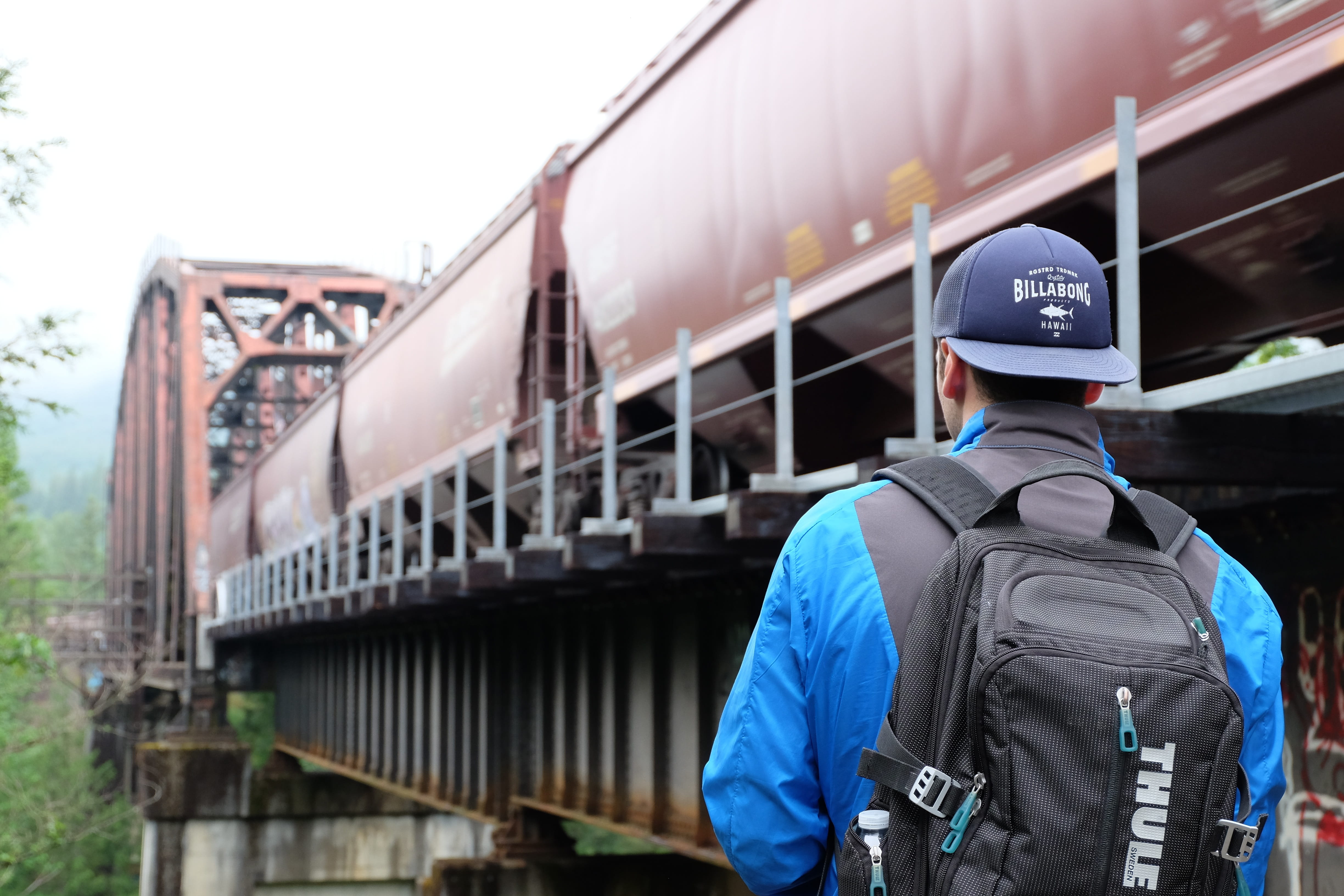 Train, Adventure, Explorer, Man, backpack, back view, hiking