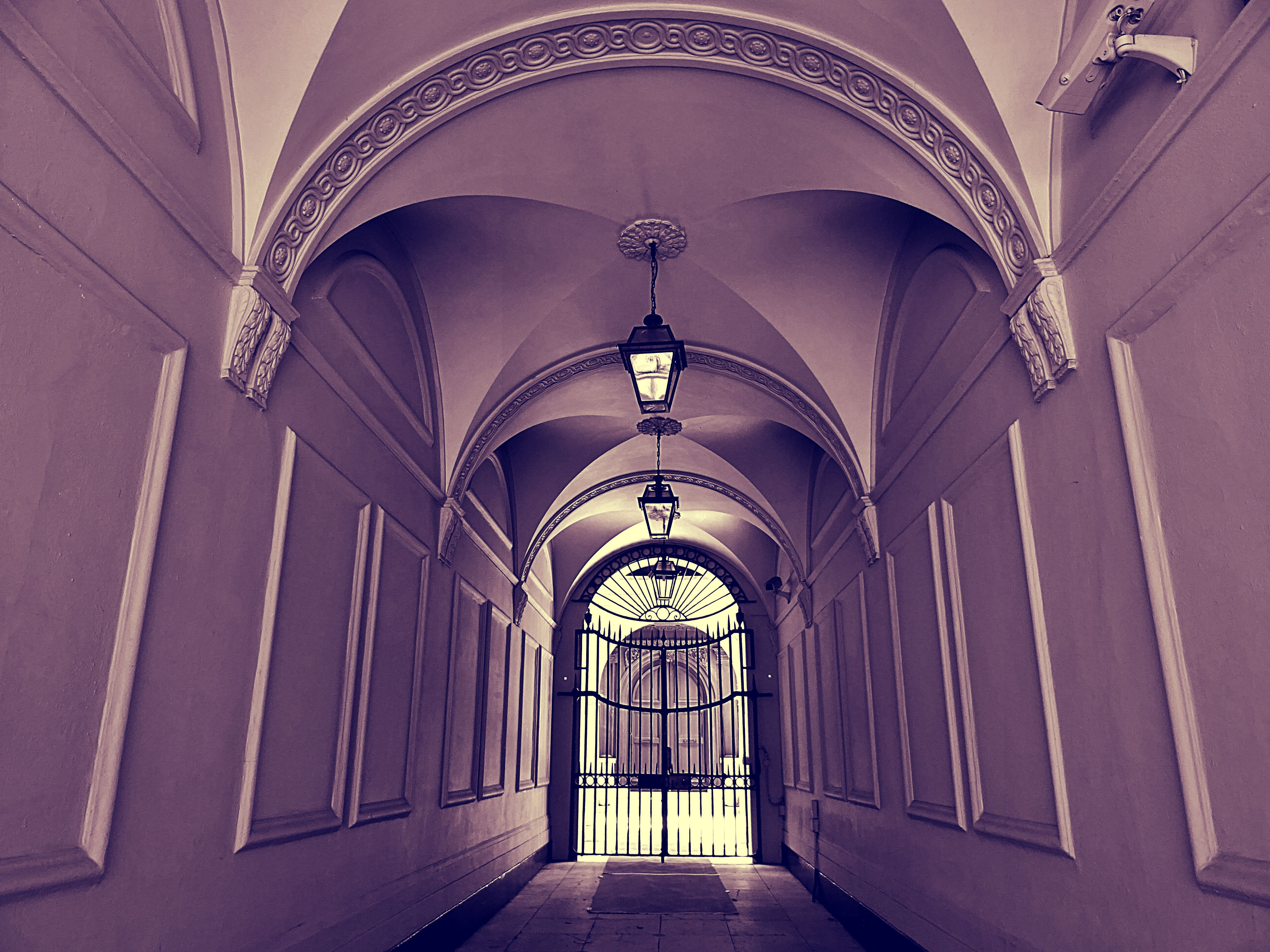 building, architecture, ceiling, gate, entrance, hallway, built structure