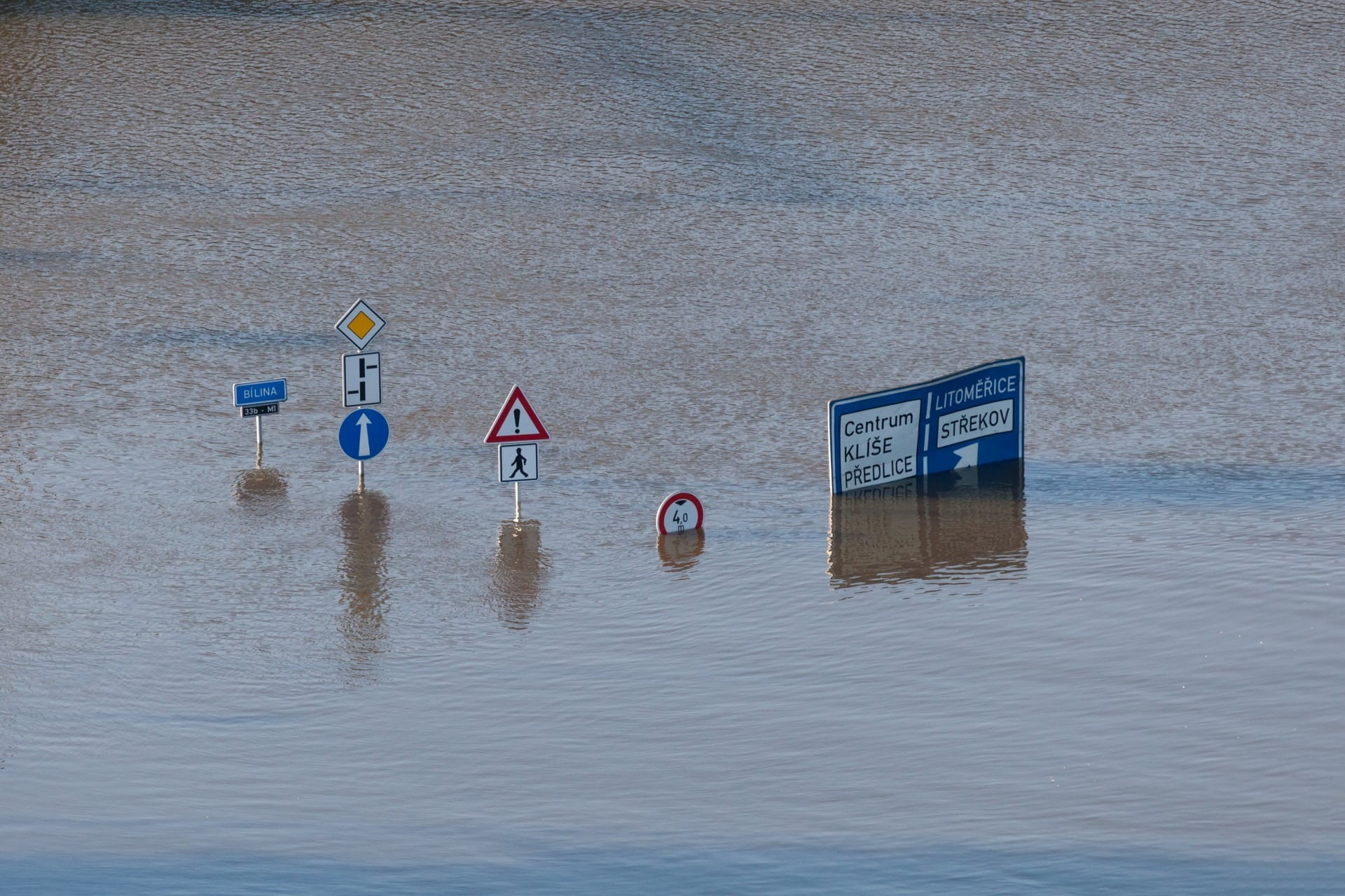 several signages, climate, danger, disaster, environment, flood