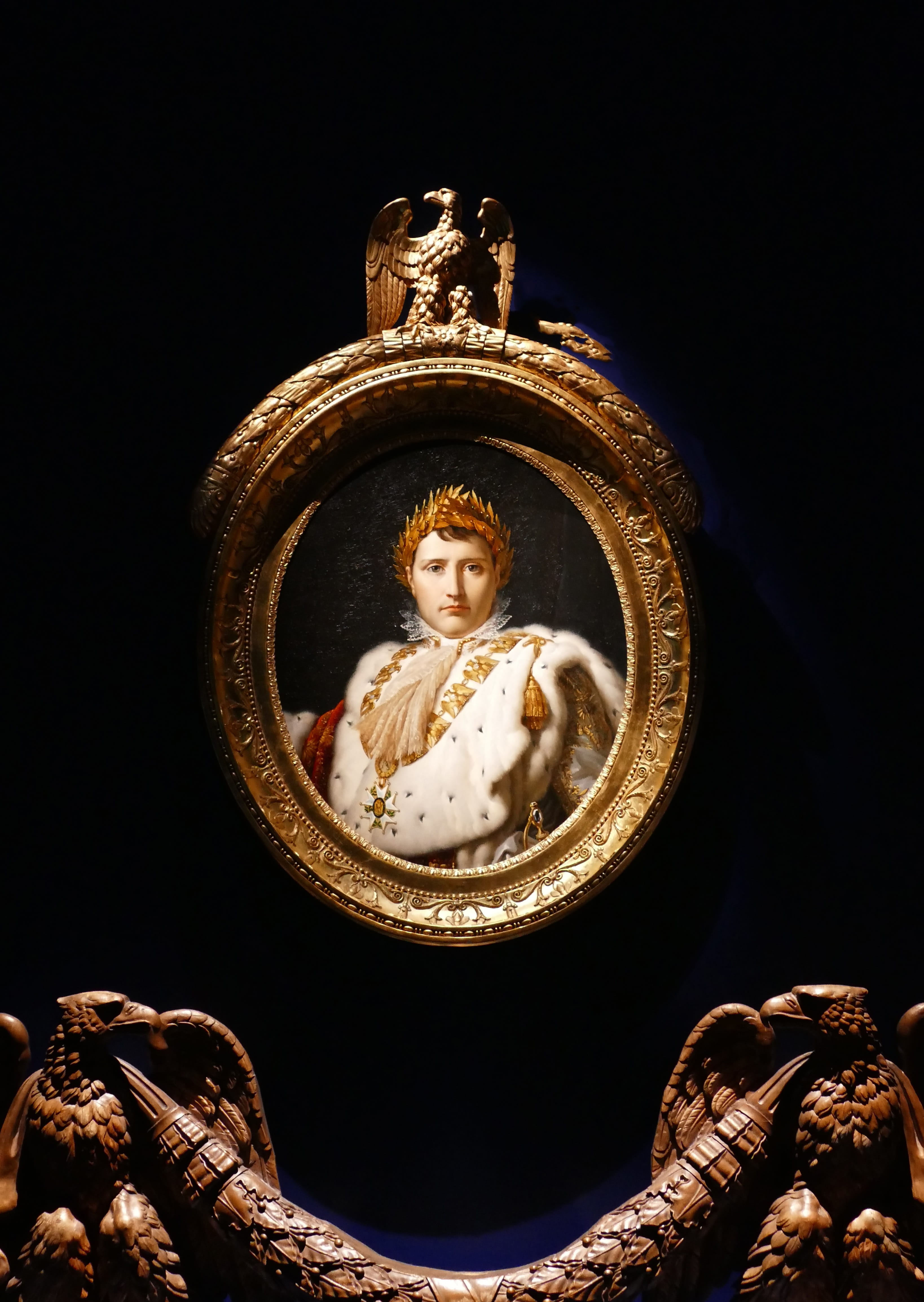 painting, medallion, napoleon, emperor, gold, gilt, oval, eagle