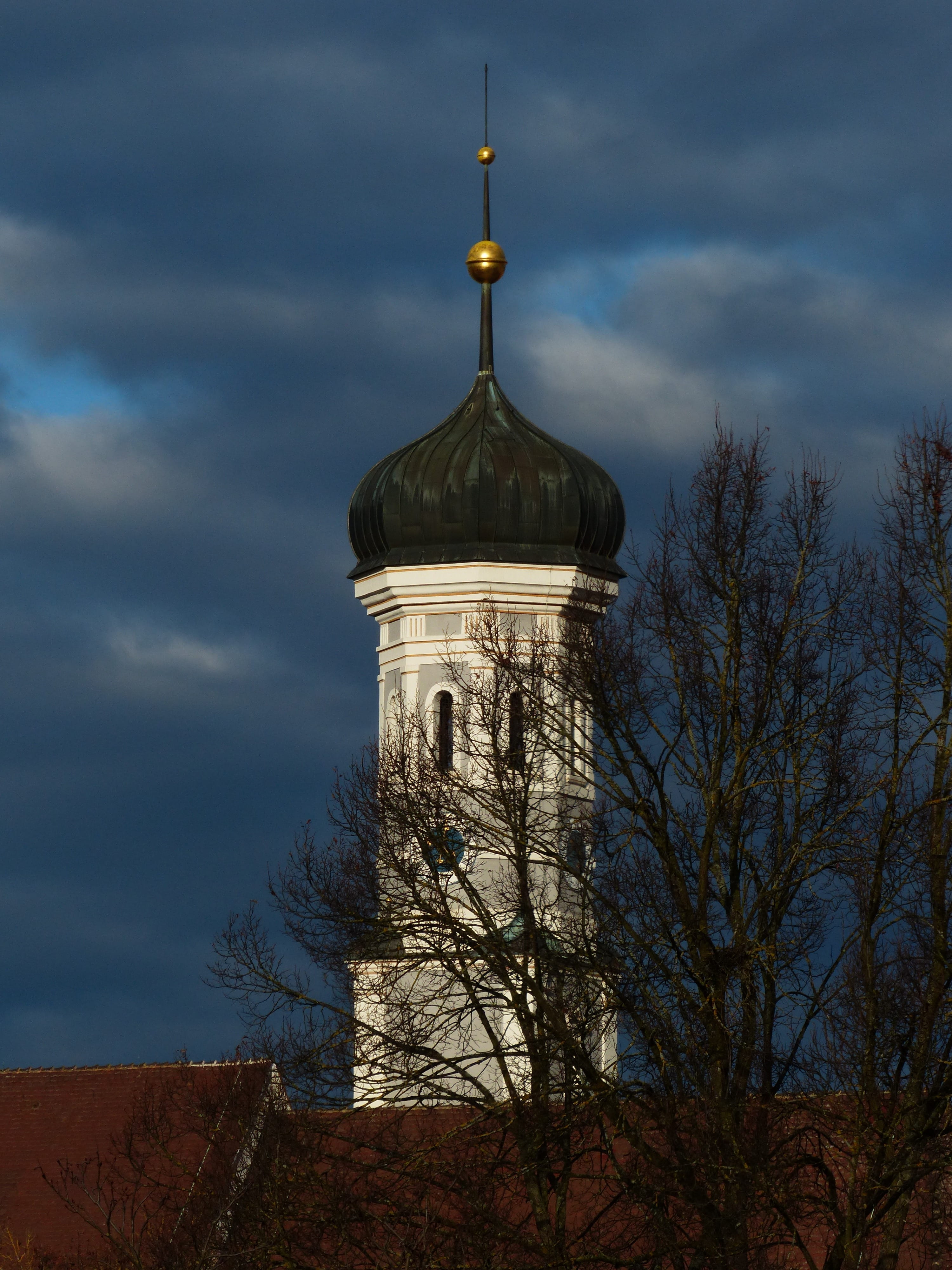 Steeple, Ulm, Holy Trinity Church, Spire, onion dome, sky, clouds