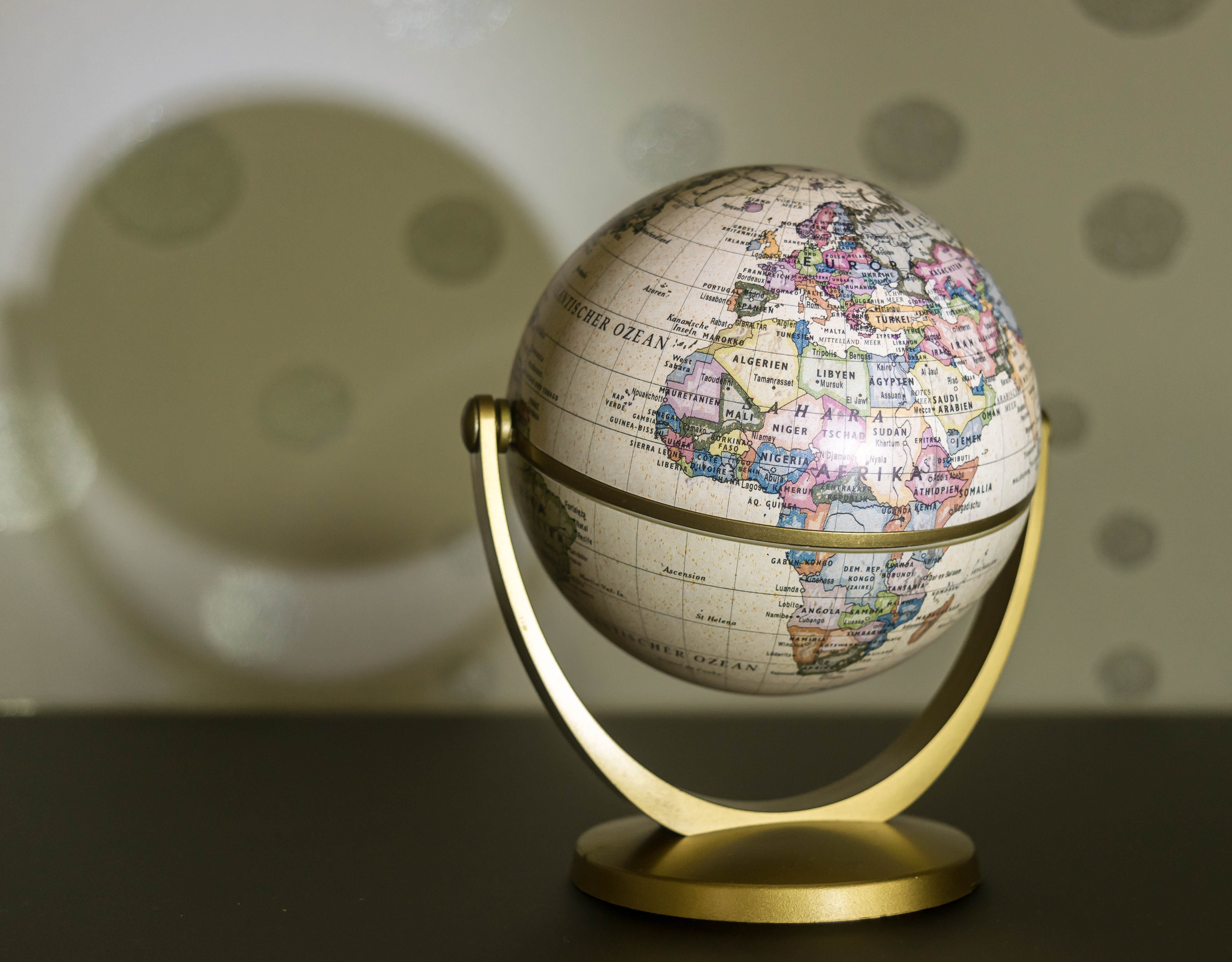 sphere, shadow, navigation, globe, continents, geography, map