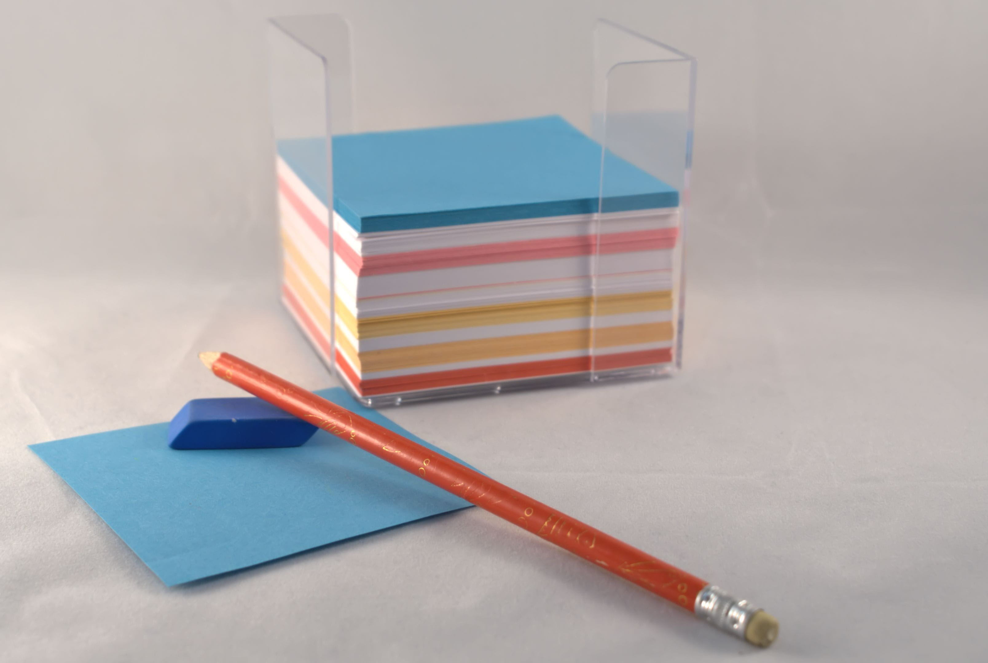 Cards, Notebook, Pencil, notes, stack, multi colored, indoors