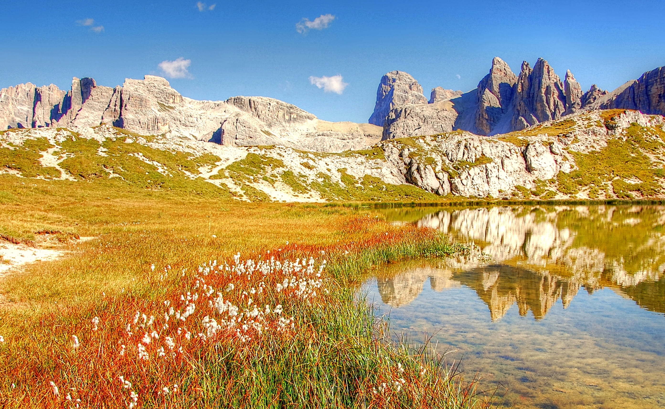 landscape photo of body of water, dolomites, mountains, italy