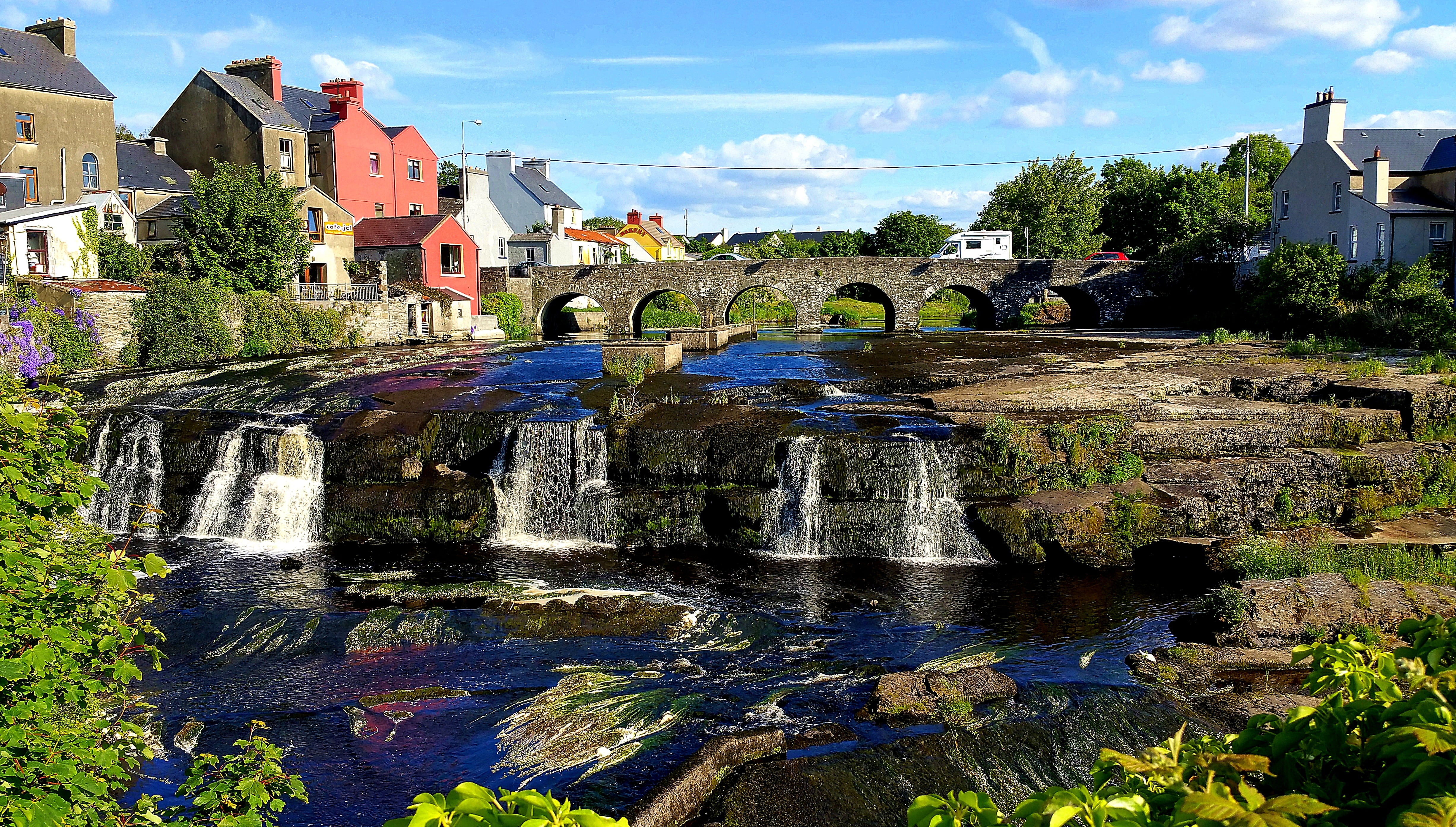 bridge, water, waterfall, attraction, construction, architecture
