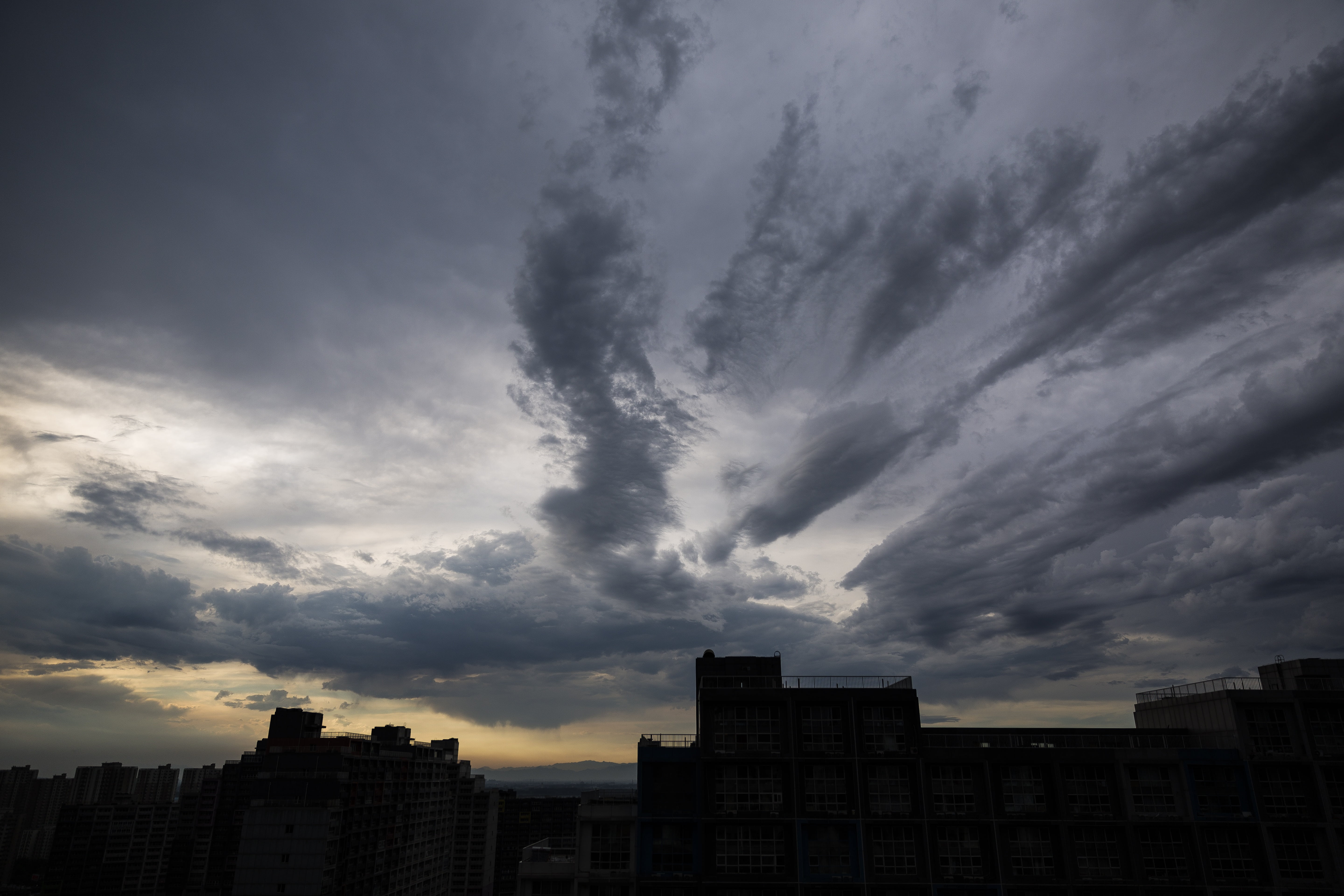 sky, cloud, wind, at dusk, cloud - sky, building exterior, built structure