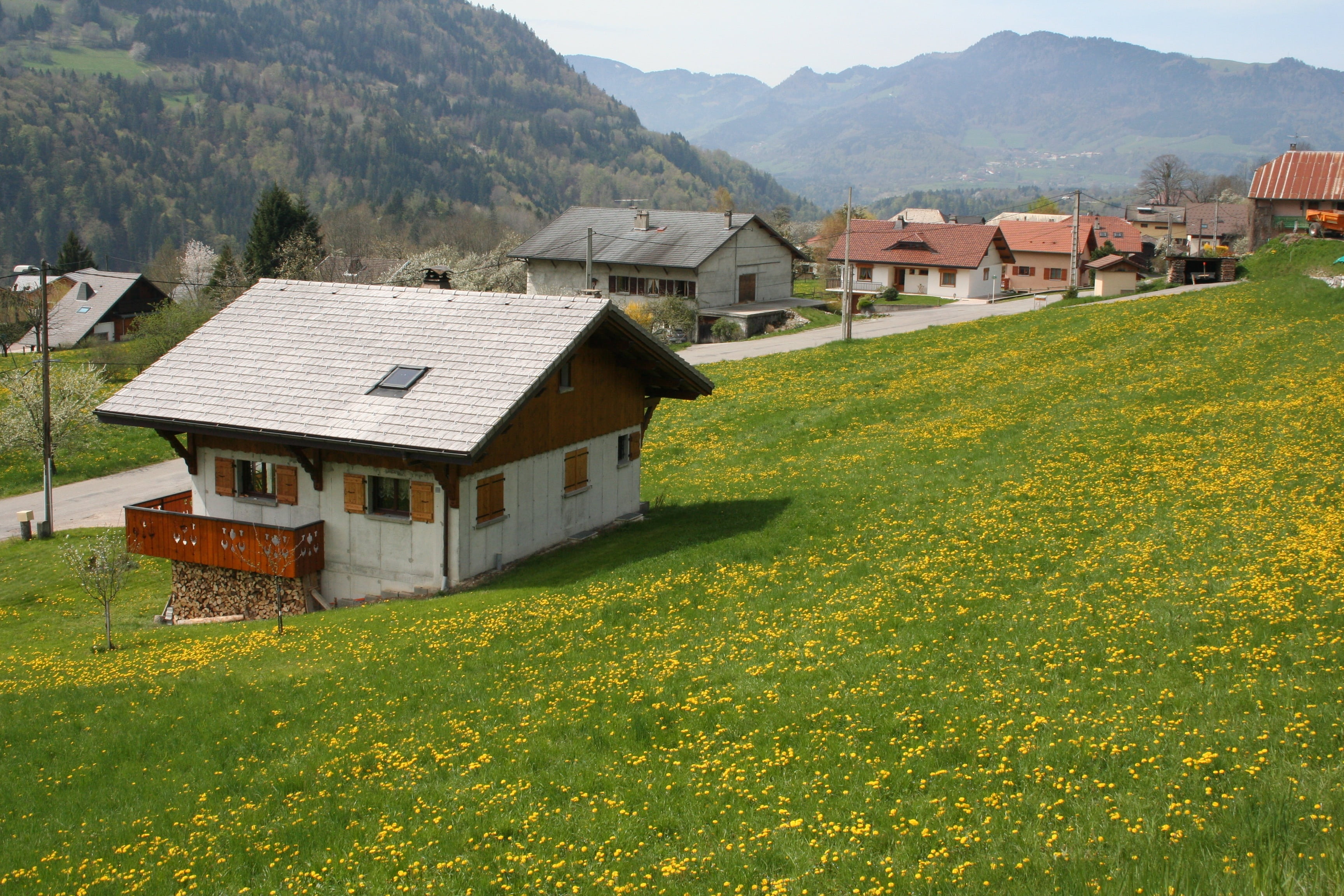 chalet, mountain, landscape, built structure, architecture