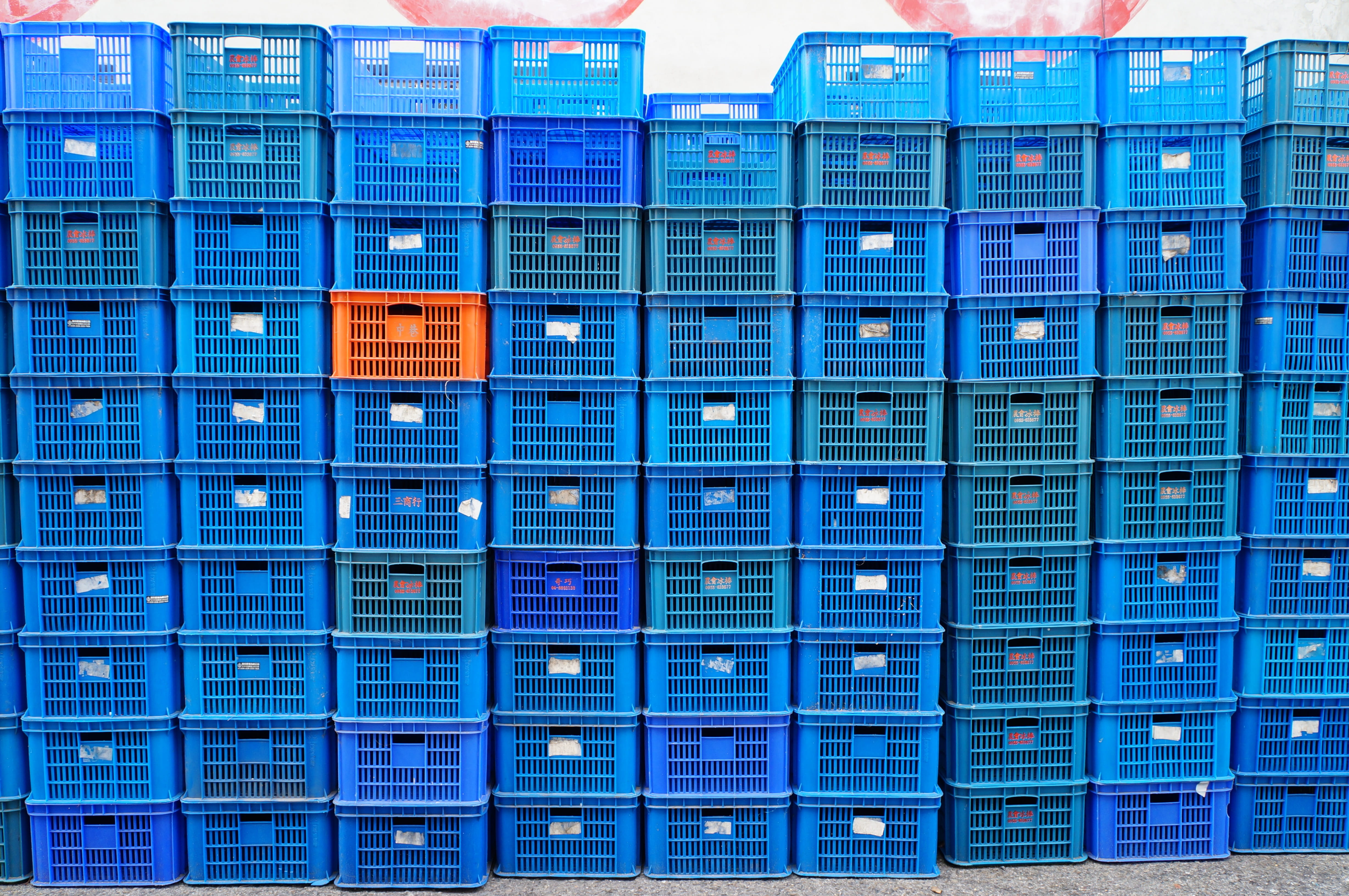 blue plastic basket lot, Delivery, Logistics, Warehouse, data