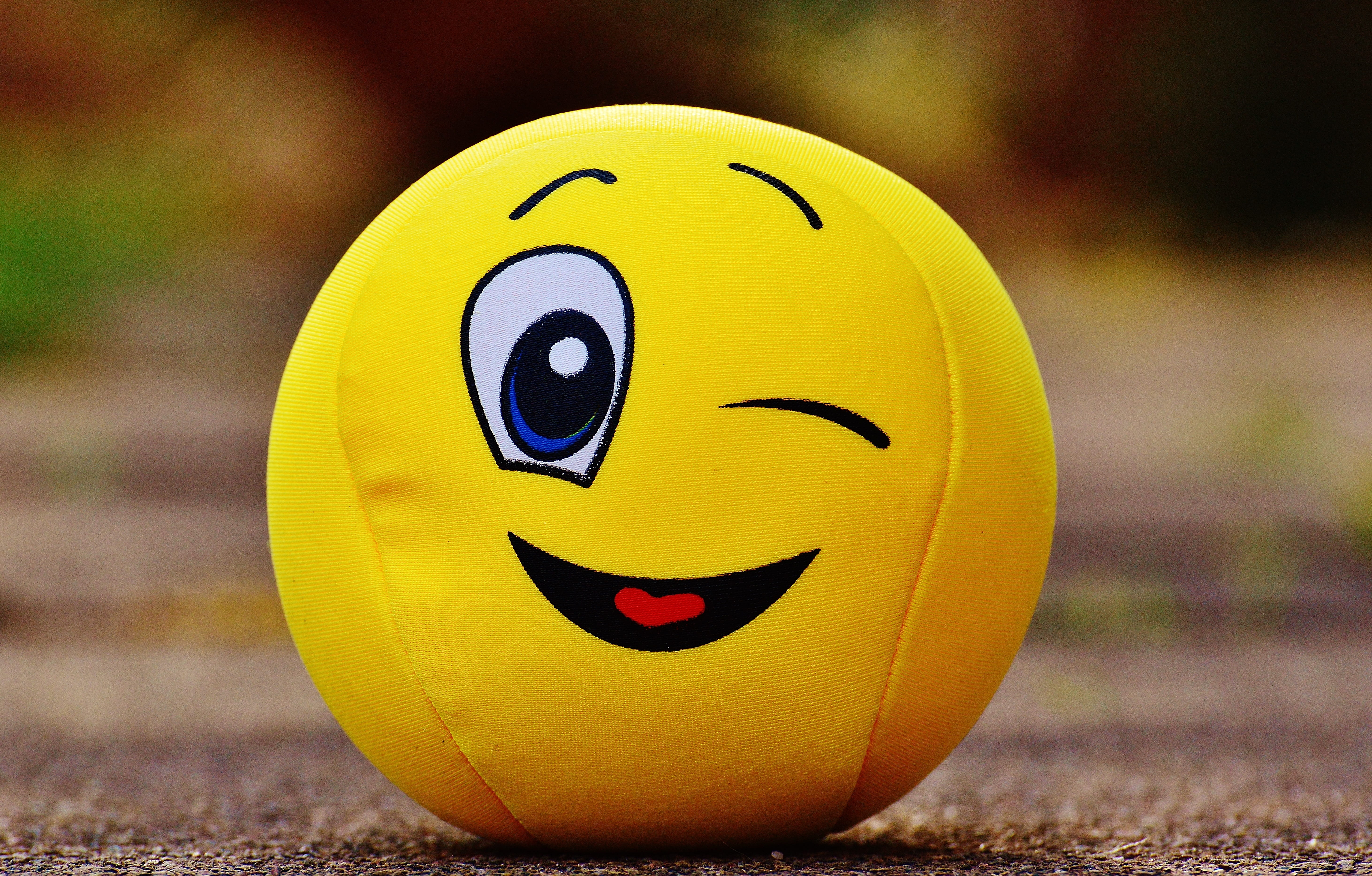emoji ball shallow focus photography, Smiley, Wink, Yellow, Sweet