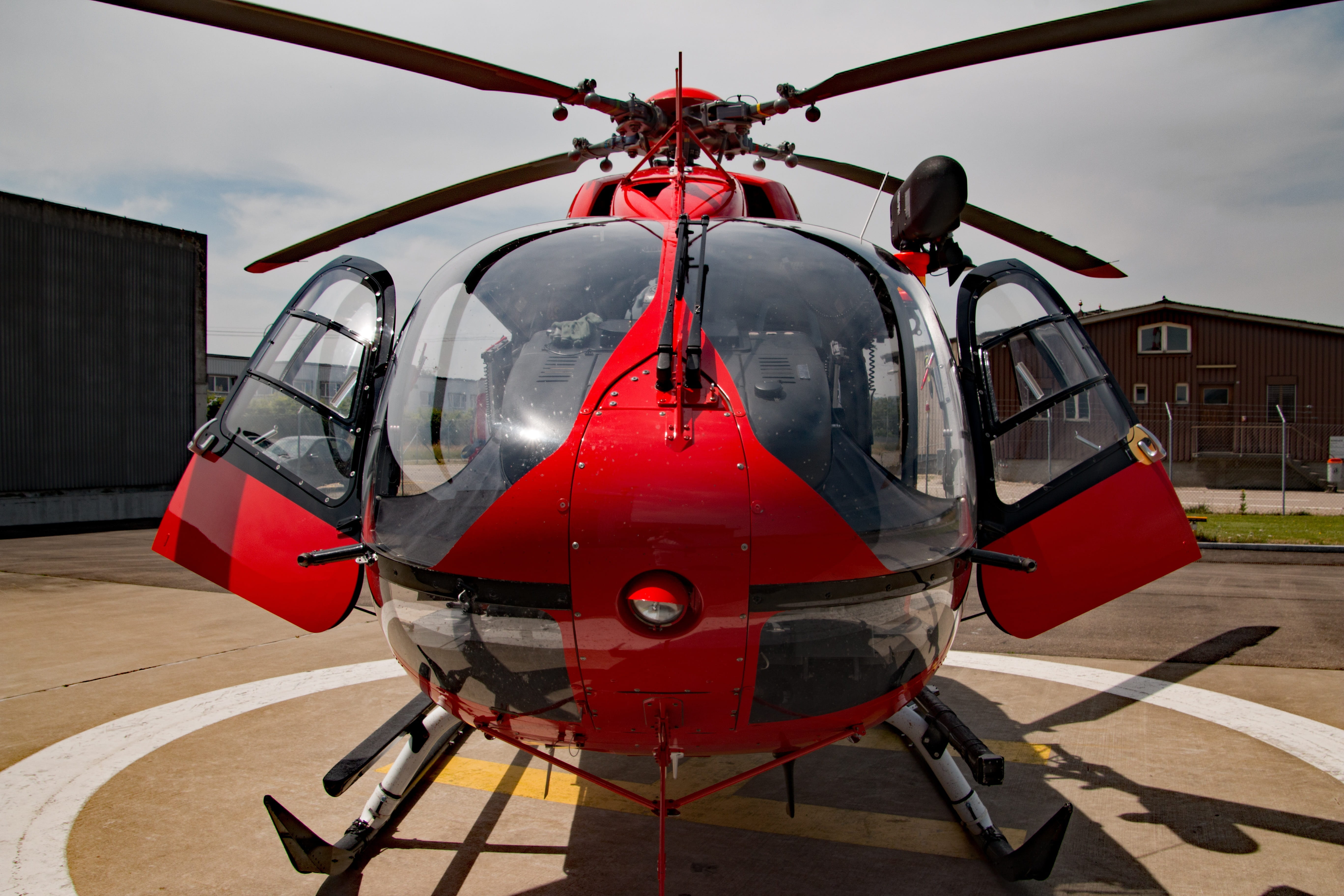 Eurocopter, Ec145, Helicopter, red, close, rescue helicopter