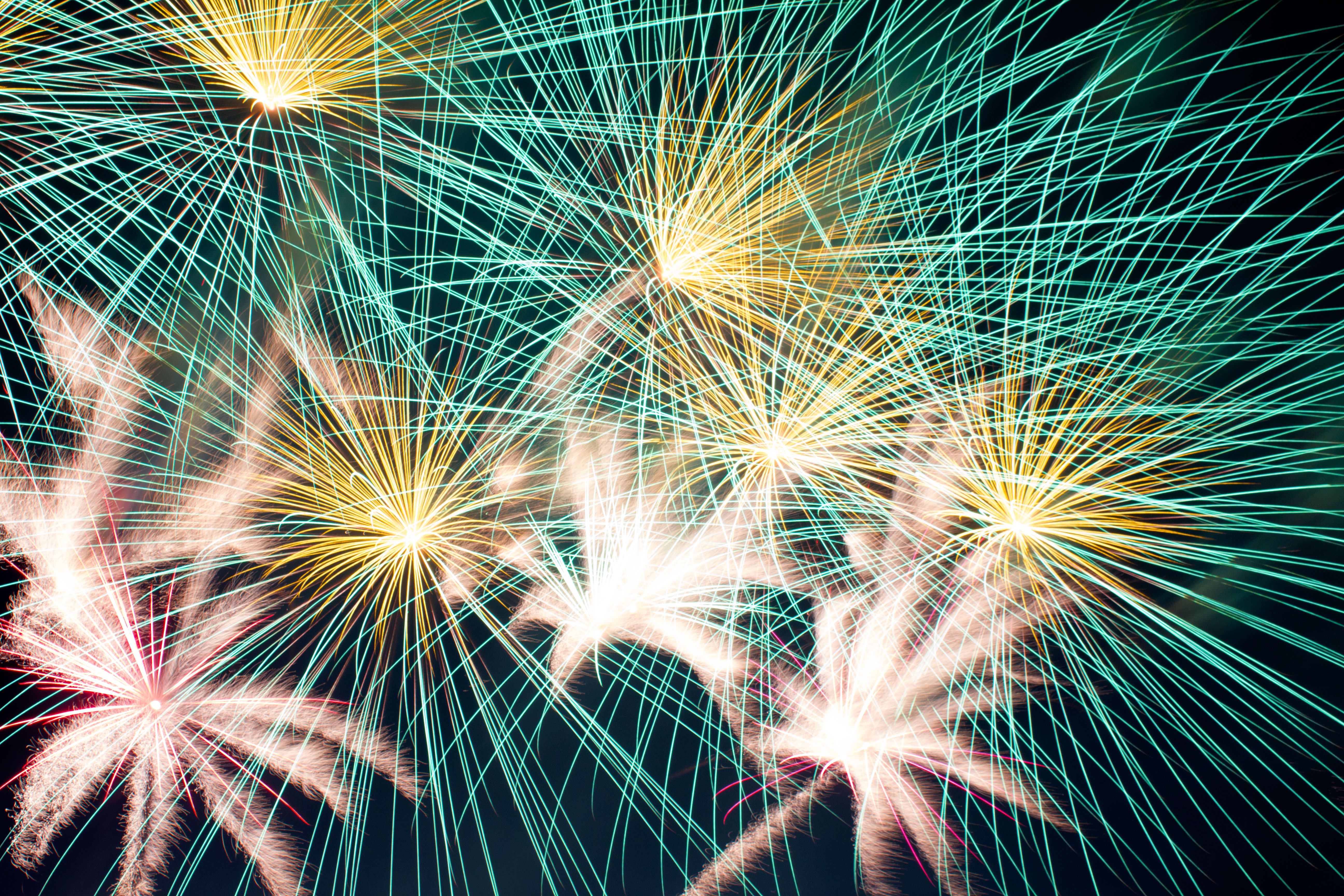 assorted-color fireworks display, explosion, pyrotechnics, illuminated