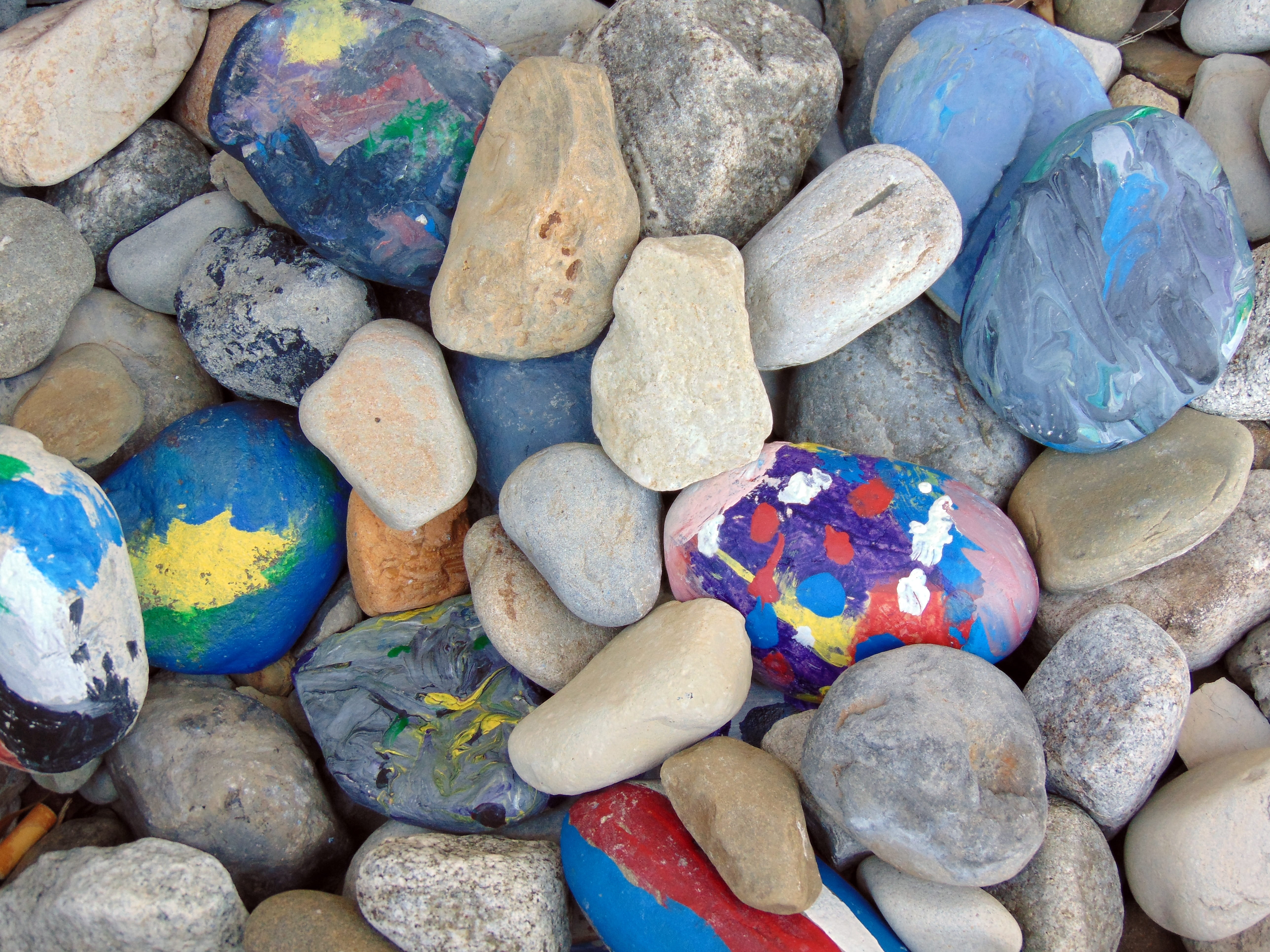 rock, stone, painted, solid, stone - object, multi colored