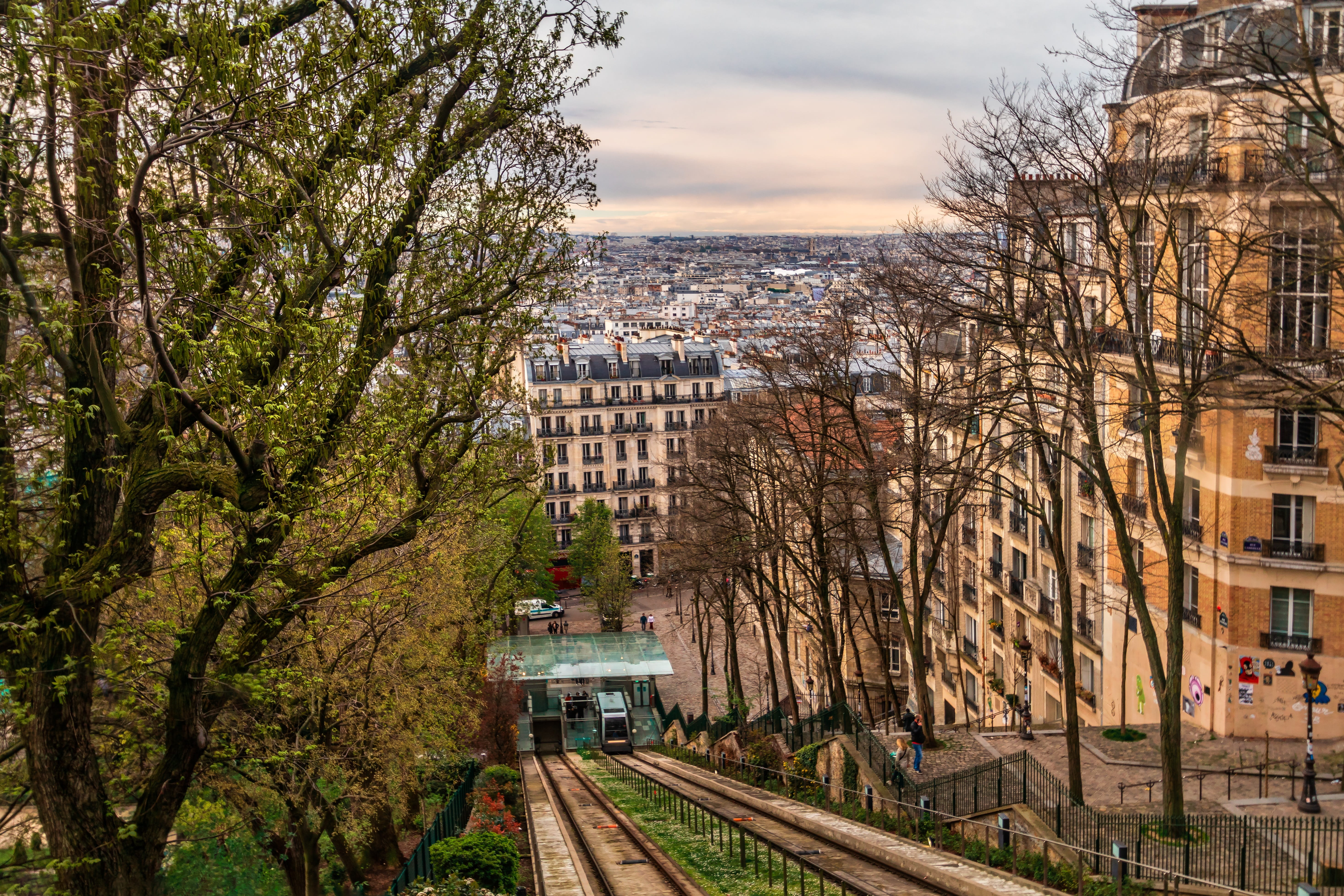 city buildings, paris, montmartre, france, view, perspective
