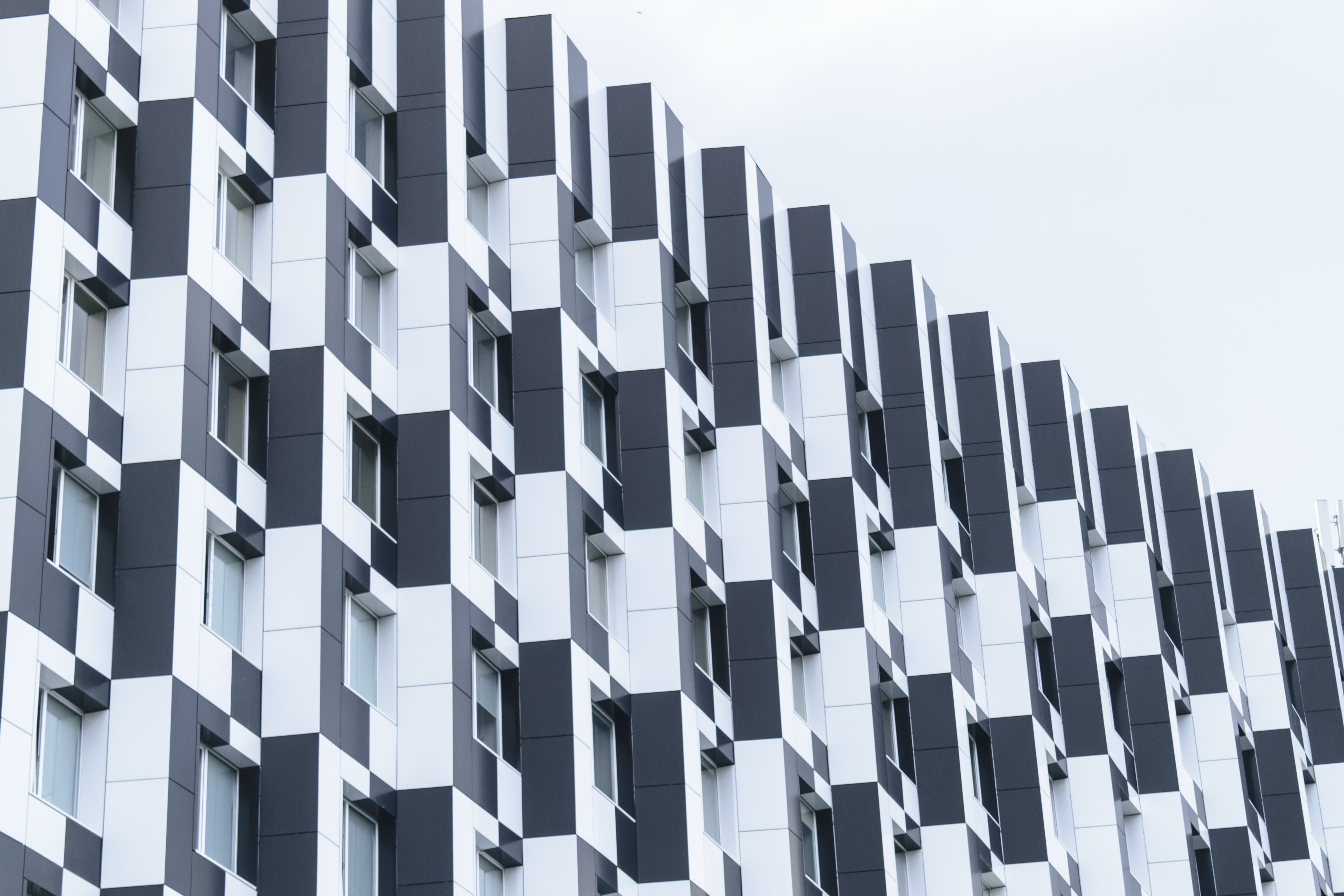 architecture, building, glass, pattern, perspective, windows