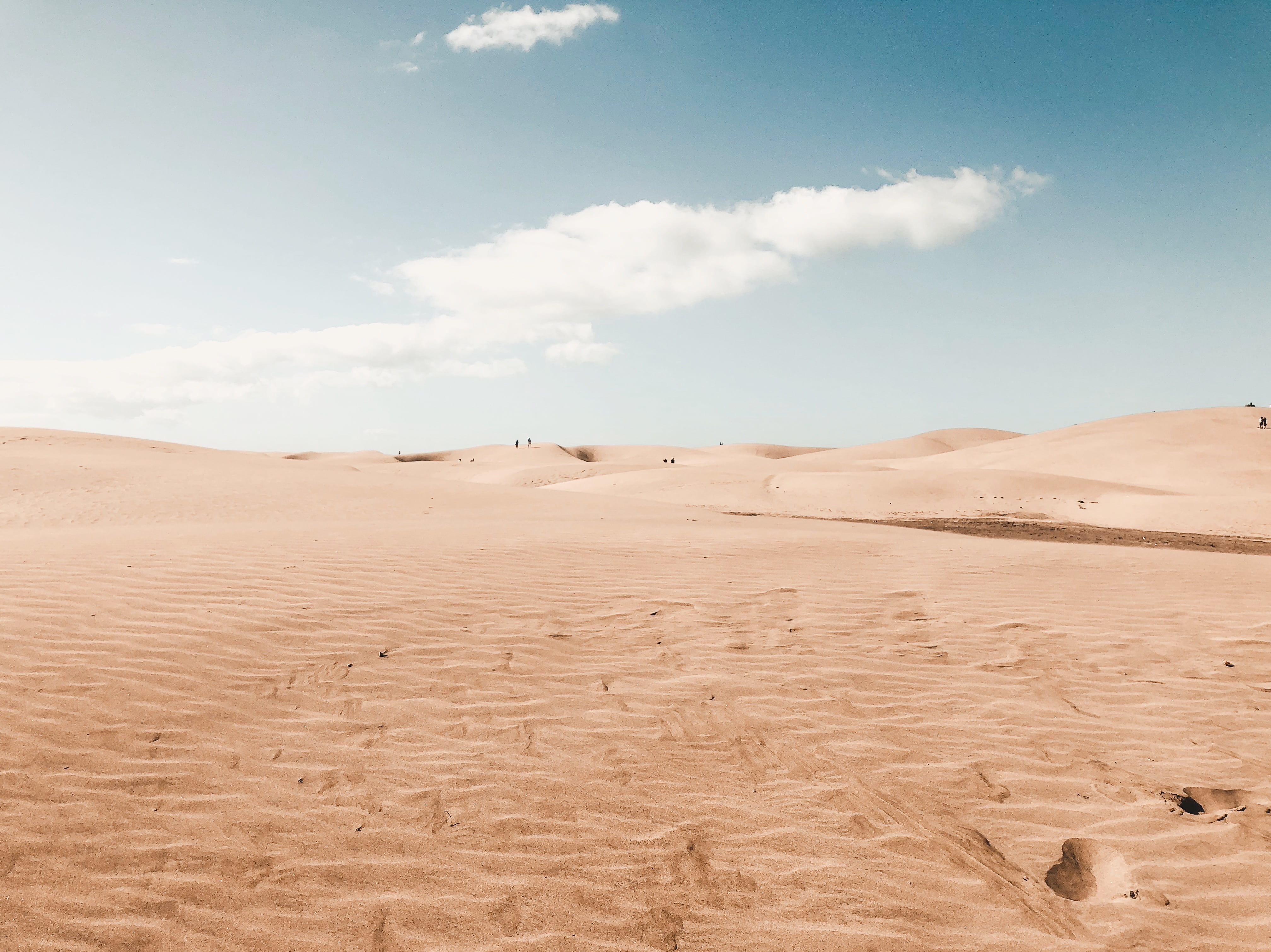 The Dunes of Maspalomas, photo of desert field, sand, sky, clouds
