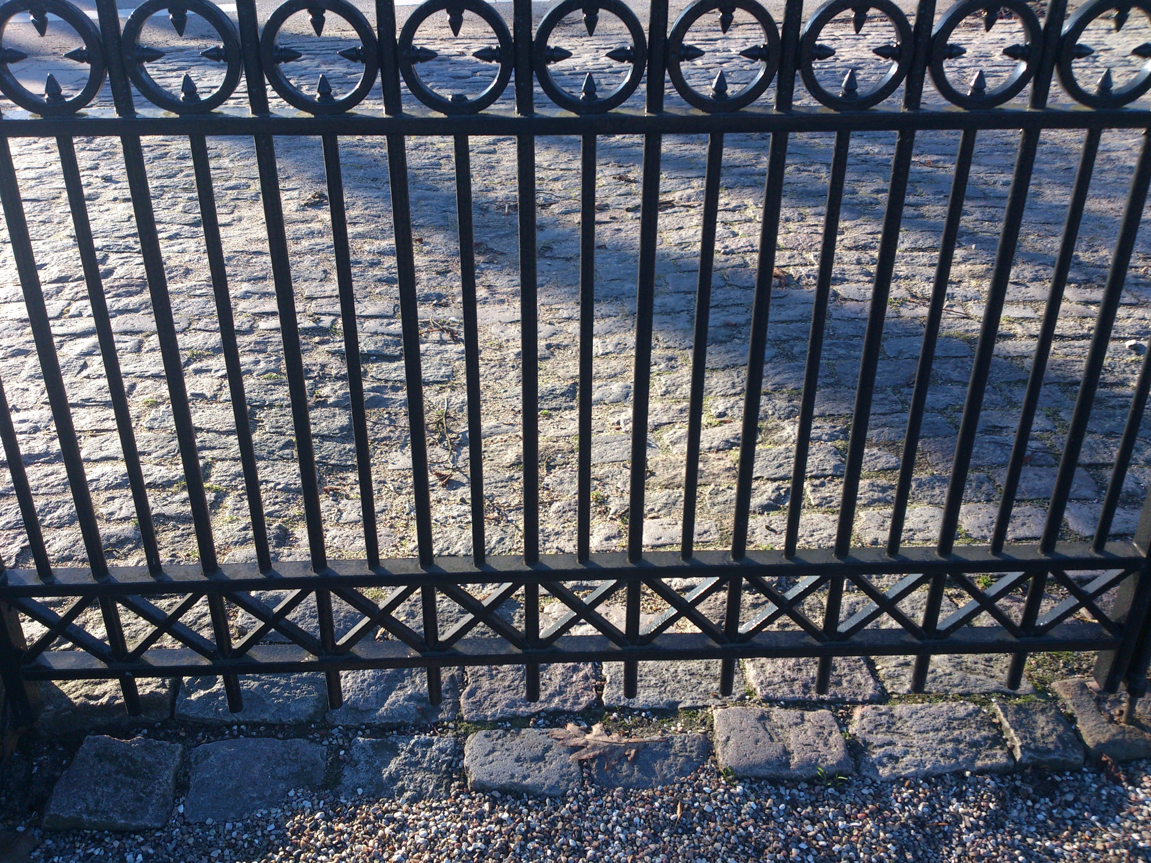Fences, Iron, Texture, Pattern, black, cobblestone, gray, old