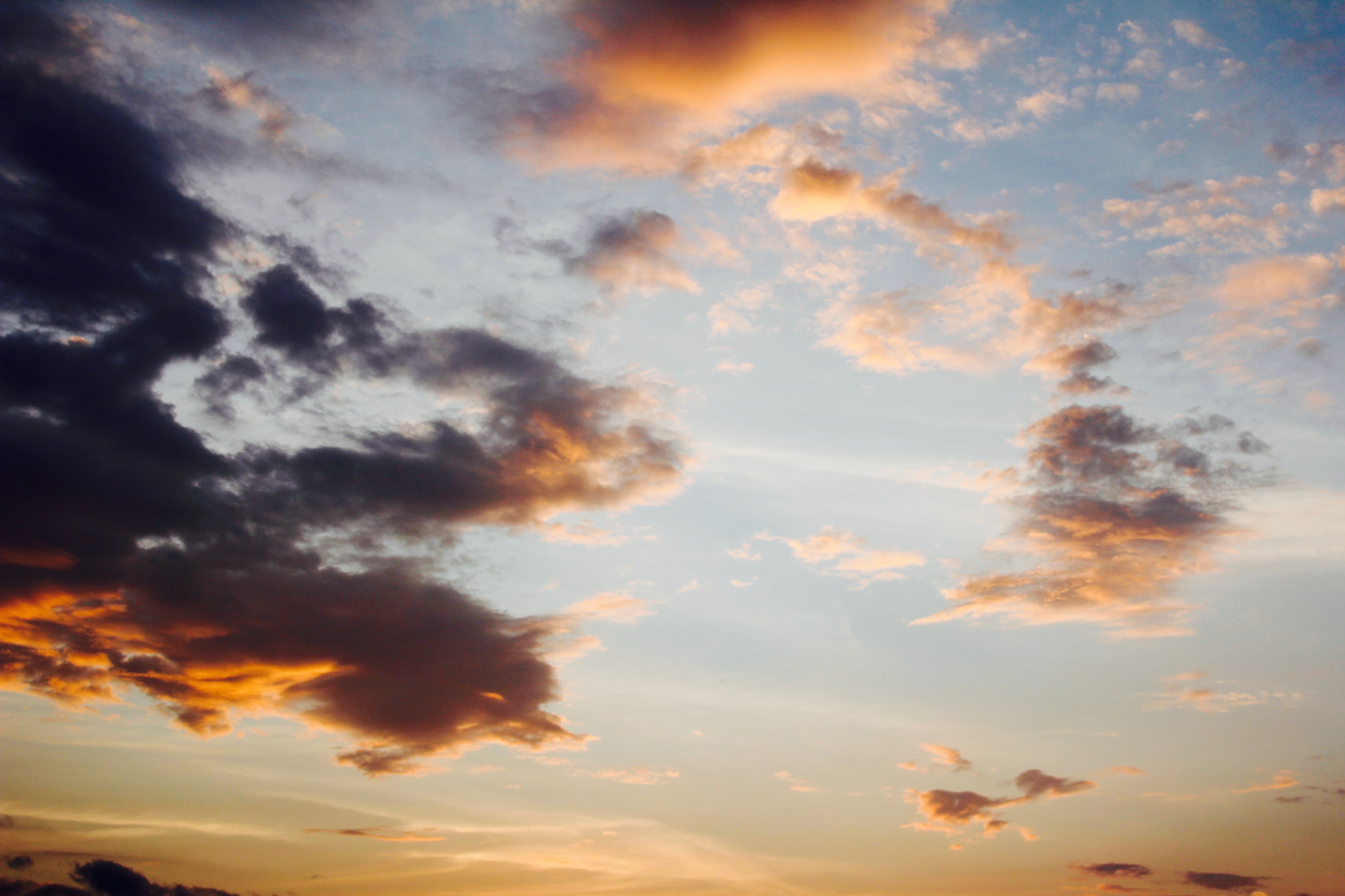 sky, clouds, rays, blue, dark clouds, clouds form, covered sky