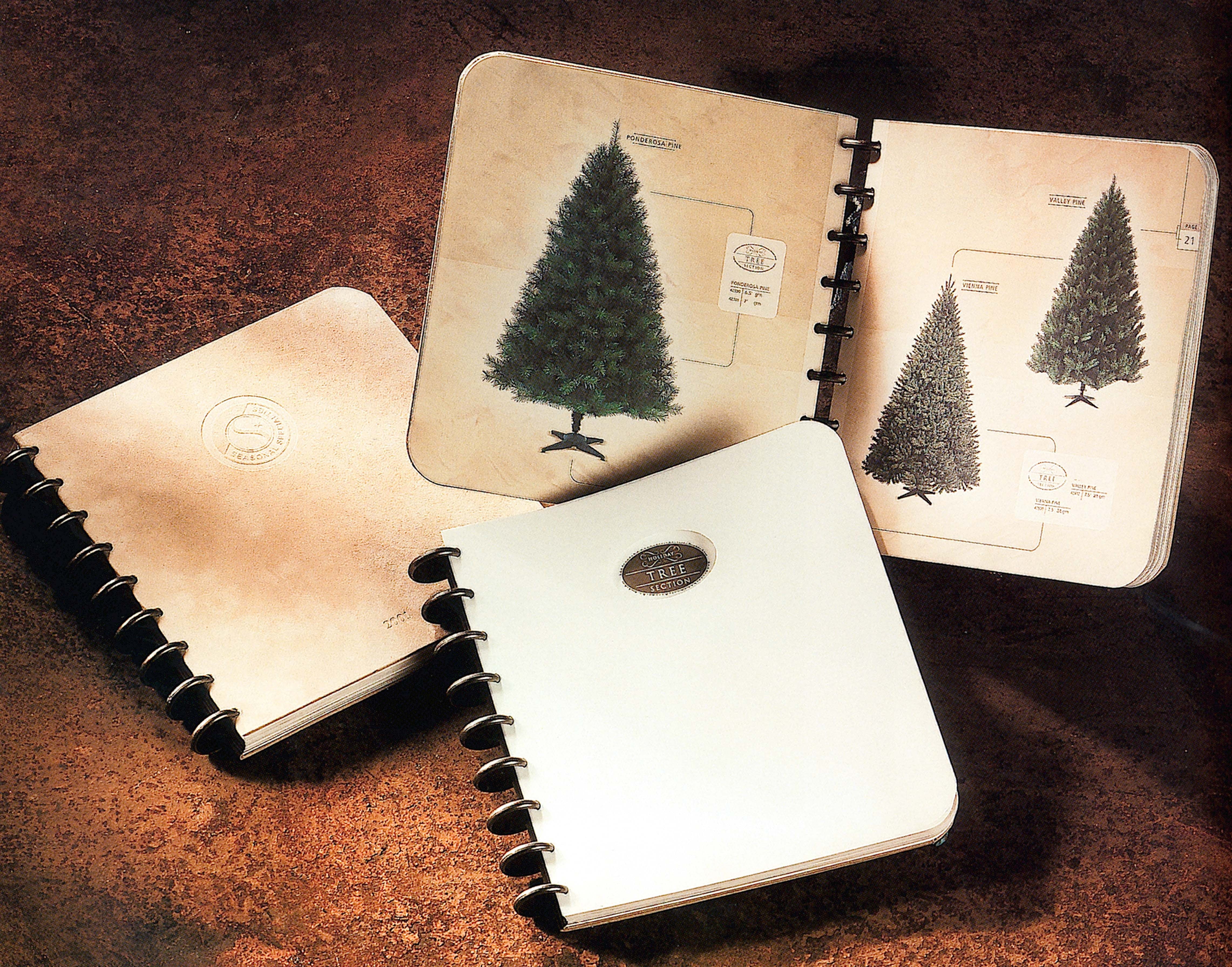 nostalgia, notebook, pine tree, table, indoors, high angle view