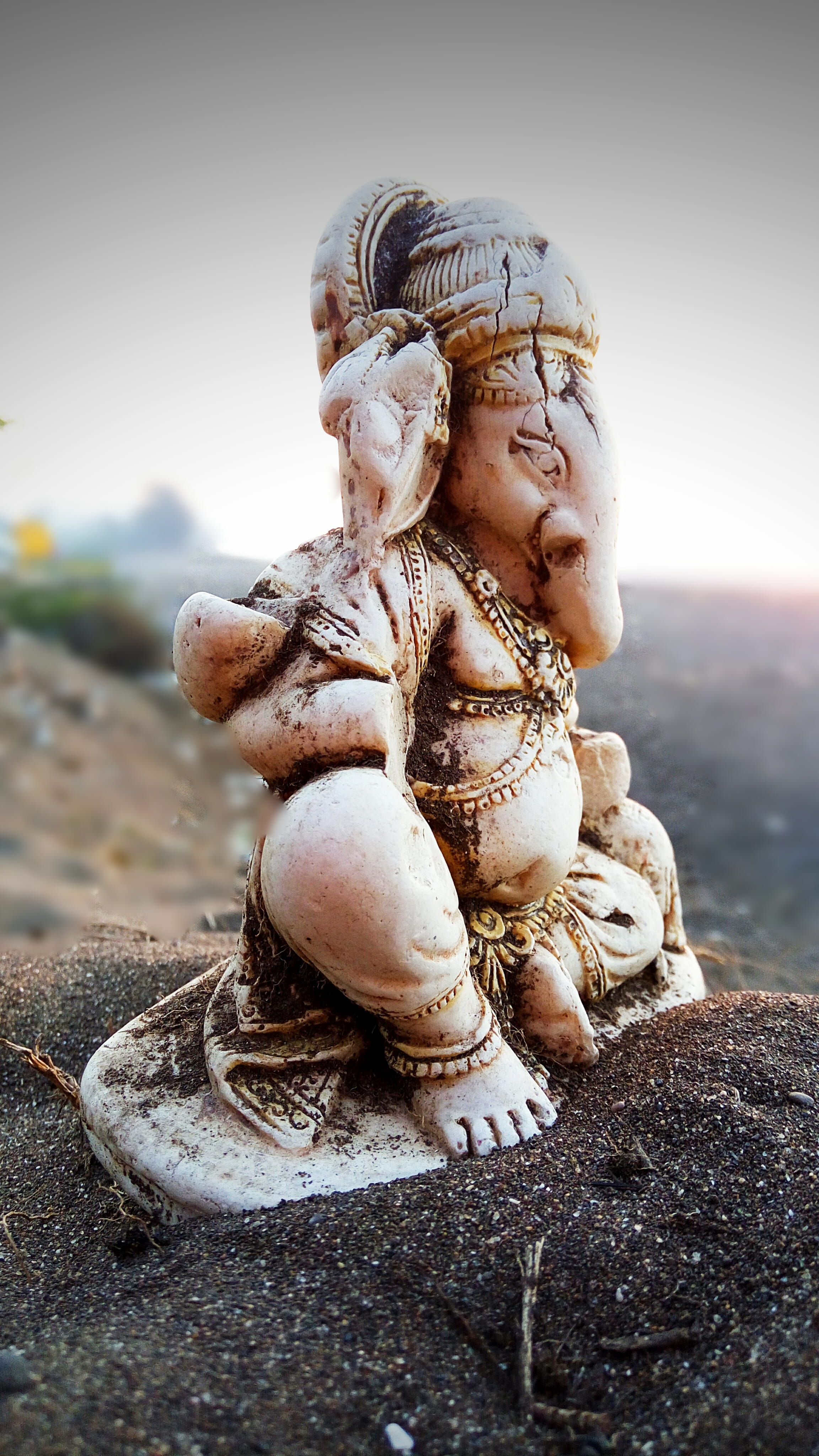 brown Ganesh figurine on brown sand, Hindu, Lord, Ganesha, ganeshji