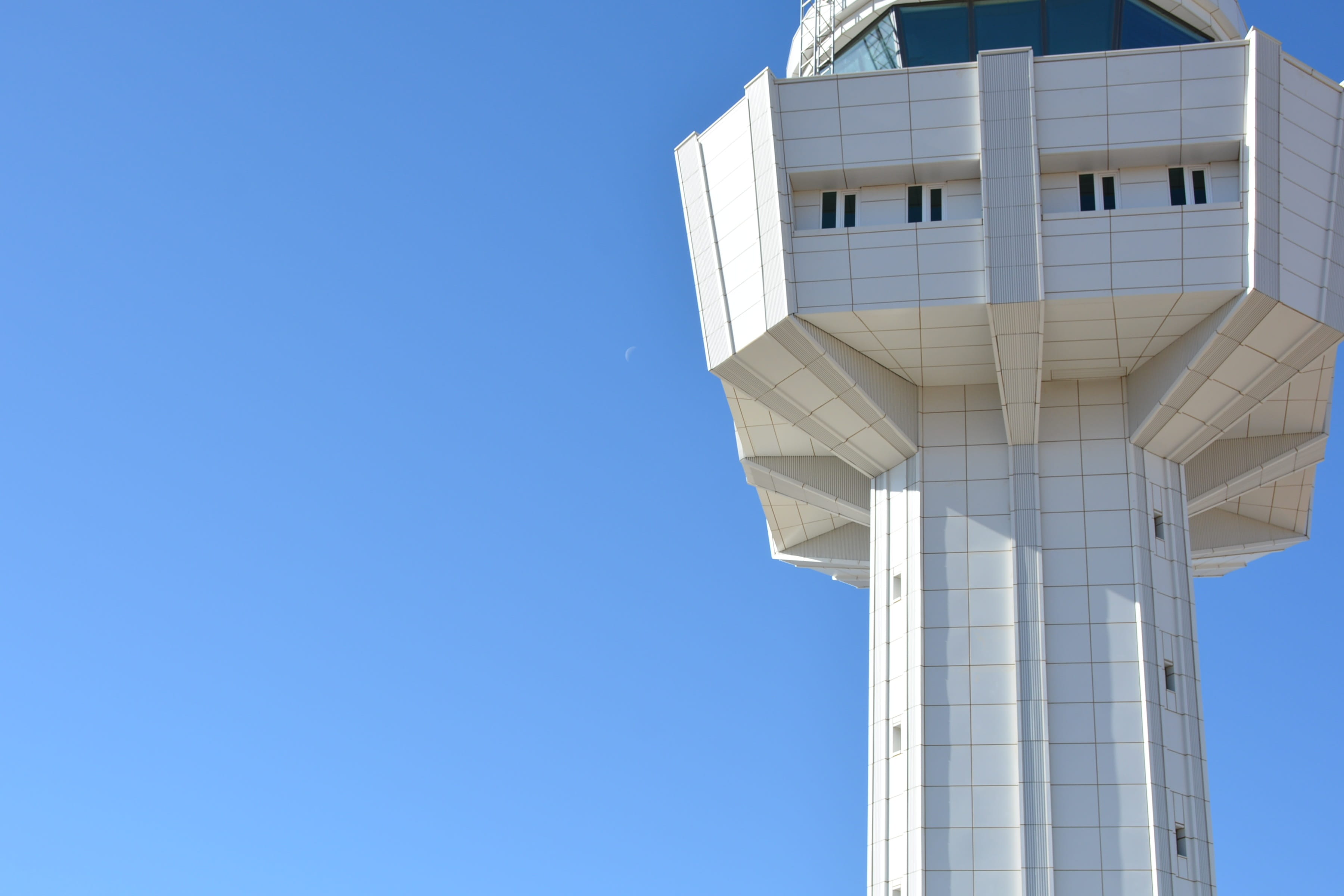 moon, tower, sky, architecture, clear sky, built structure