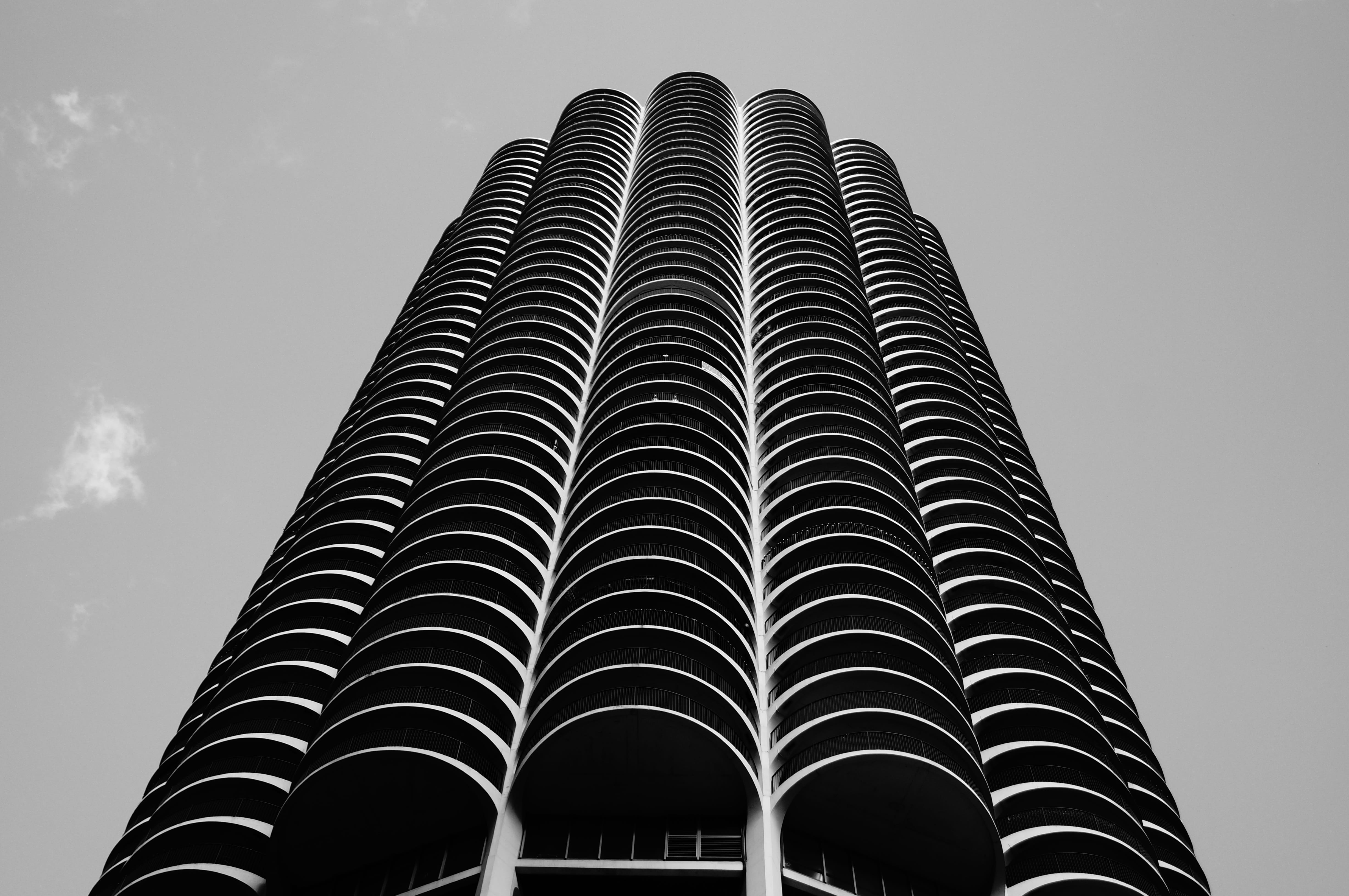 architecture, chicago, tower, sky, built structure, low angle view