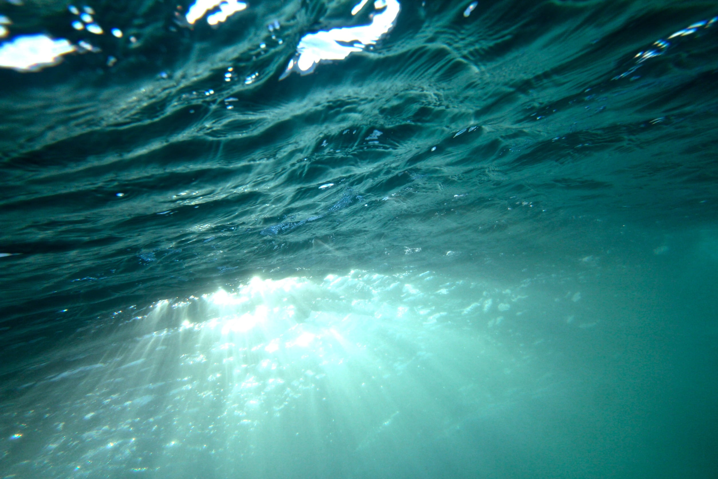 photo of body of water during daytime, underwater, sunbeams, ocean