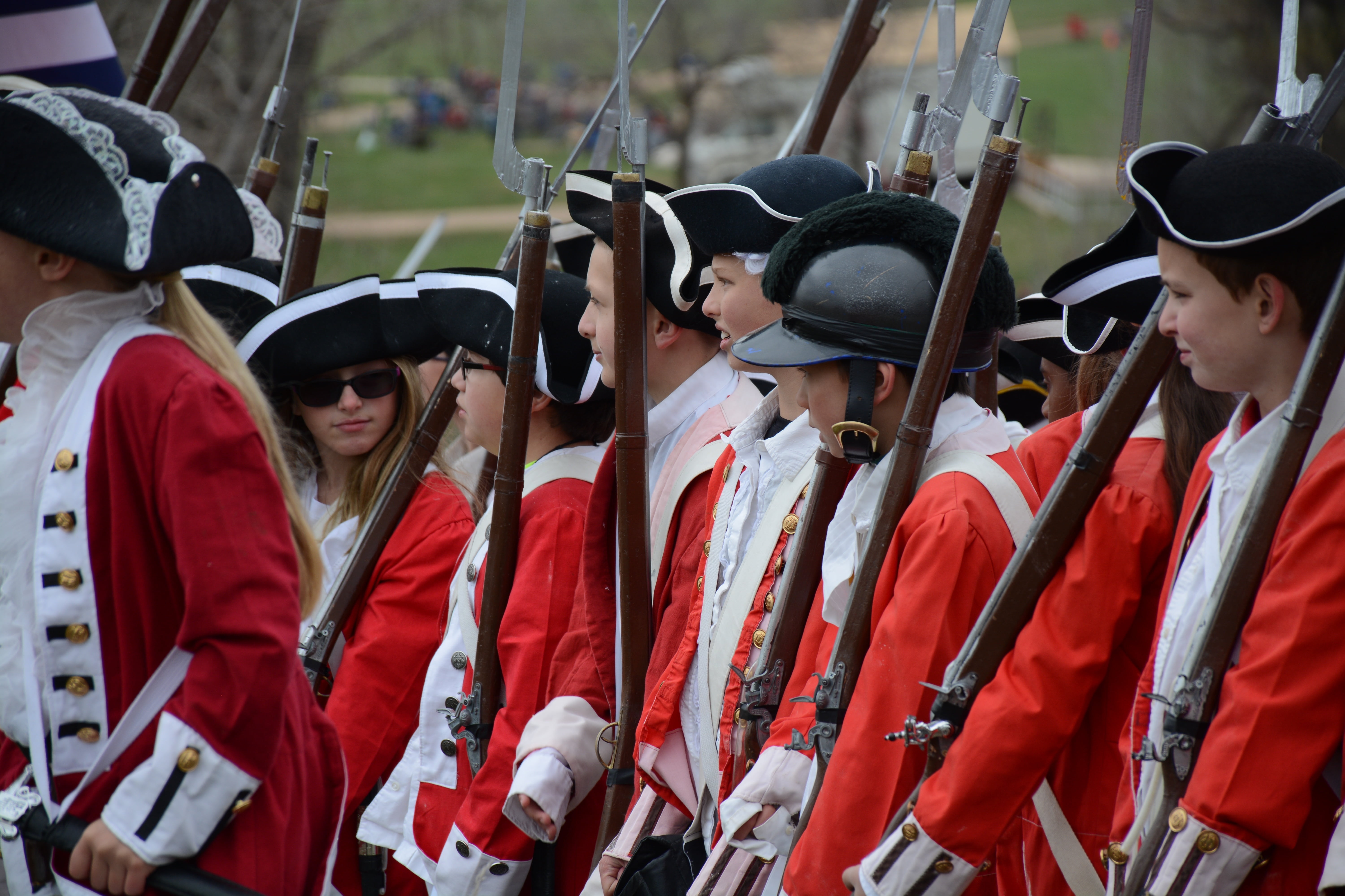 brittish war, students, red and white, group of people, clothing