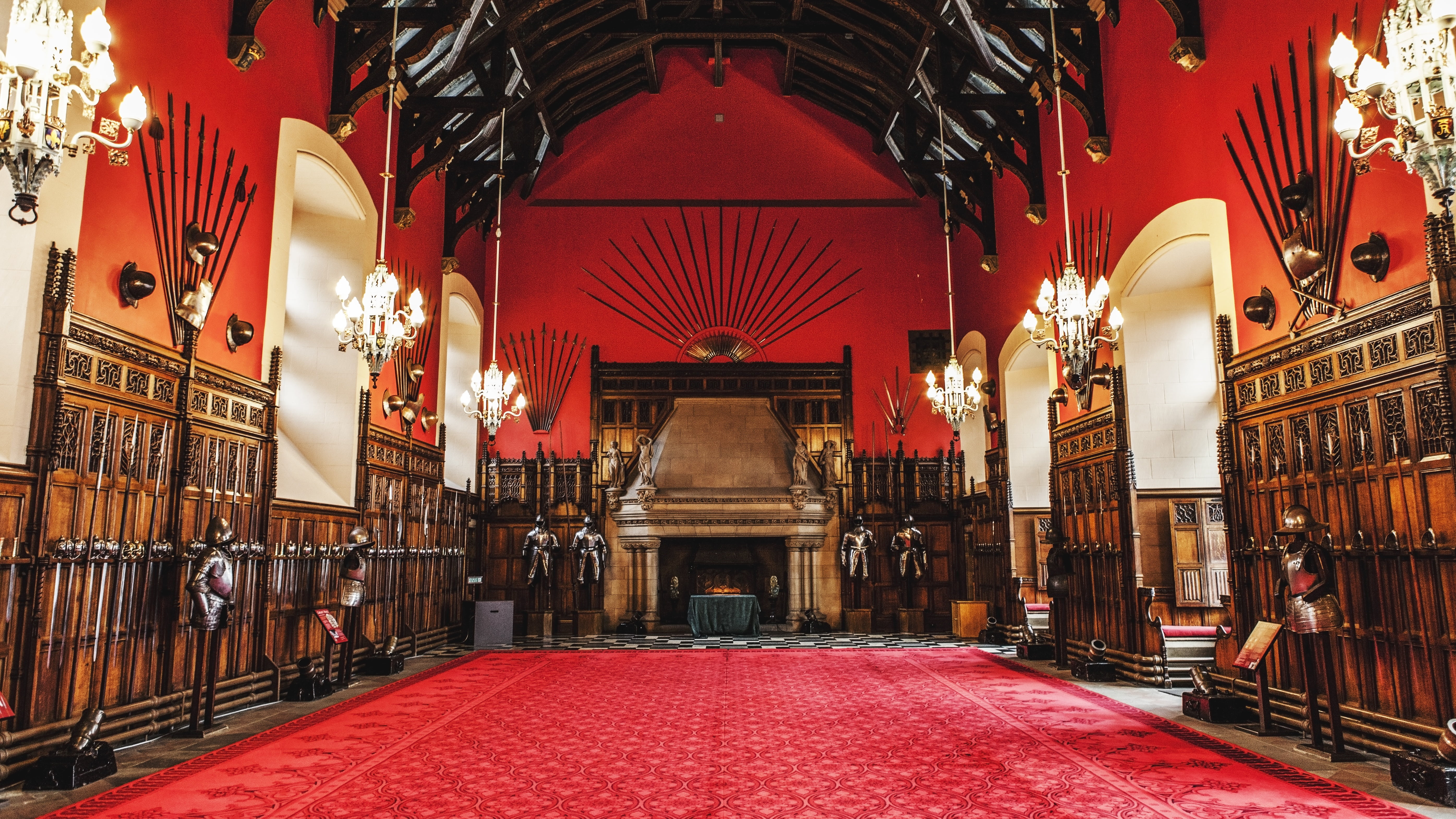 red and black building interior, scotland, edinburgh, edinburgh castle