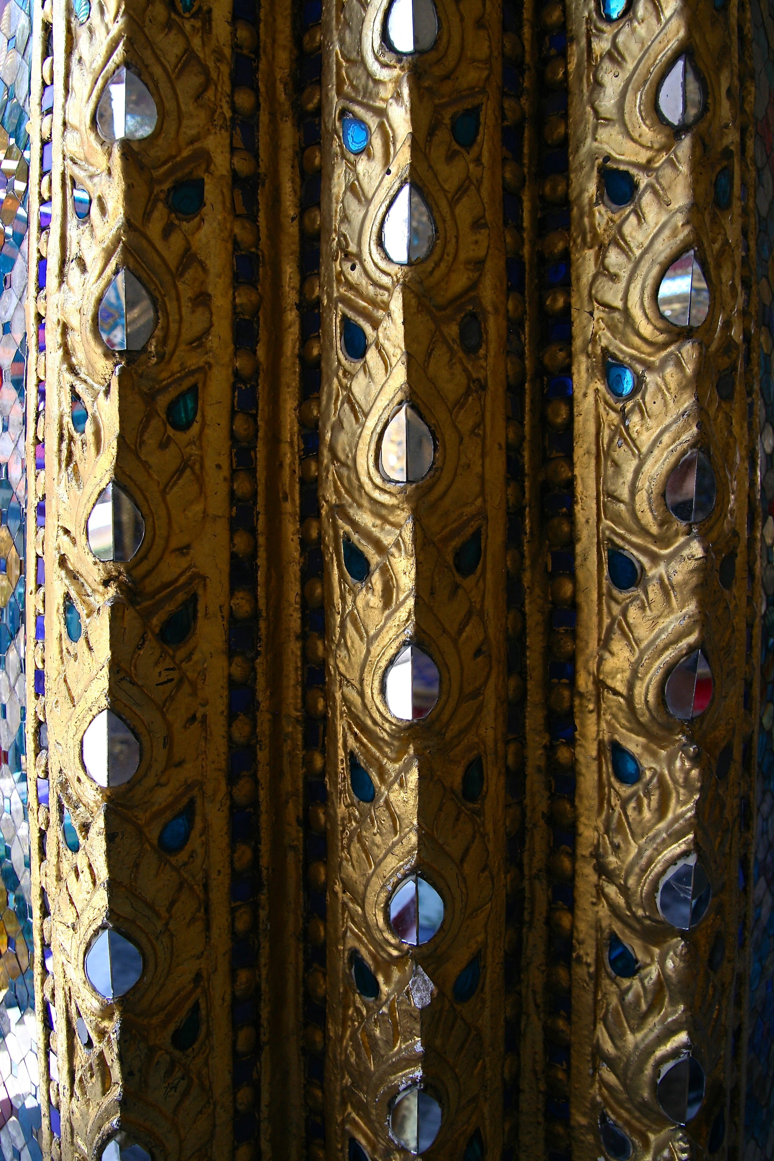 pattern, gold, ornate, thai, temple, architecture, buddhist