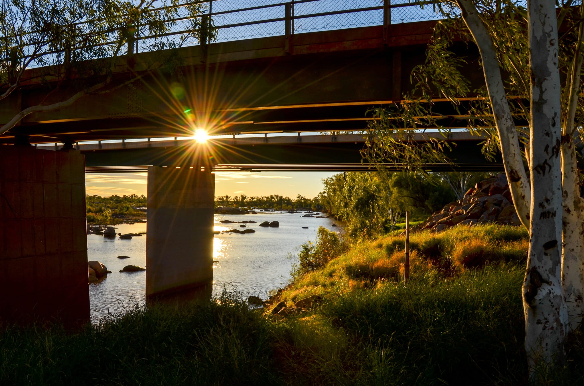 Bridge, Sunset, River, reflection, tree, no people, bridge - man made structure