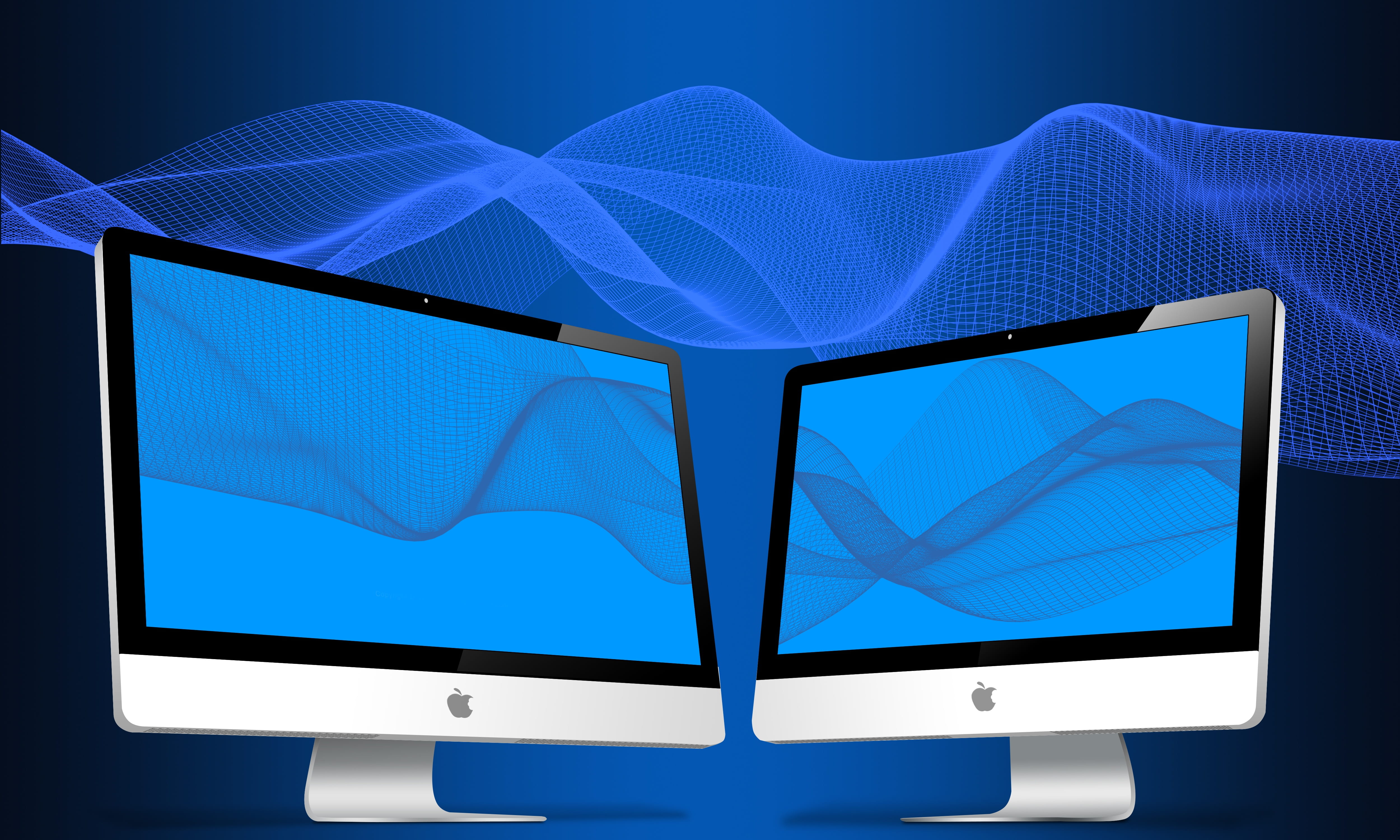 two silver iMac's, technology, internet, screen, display, computer