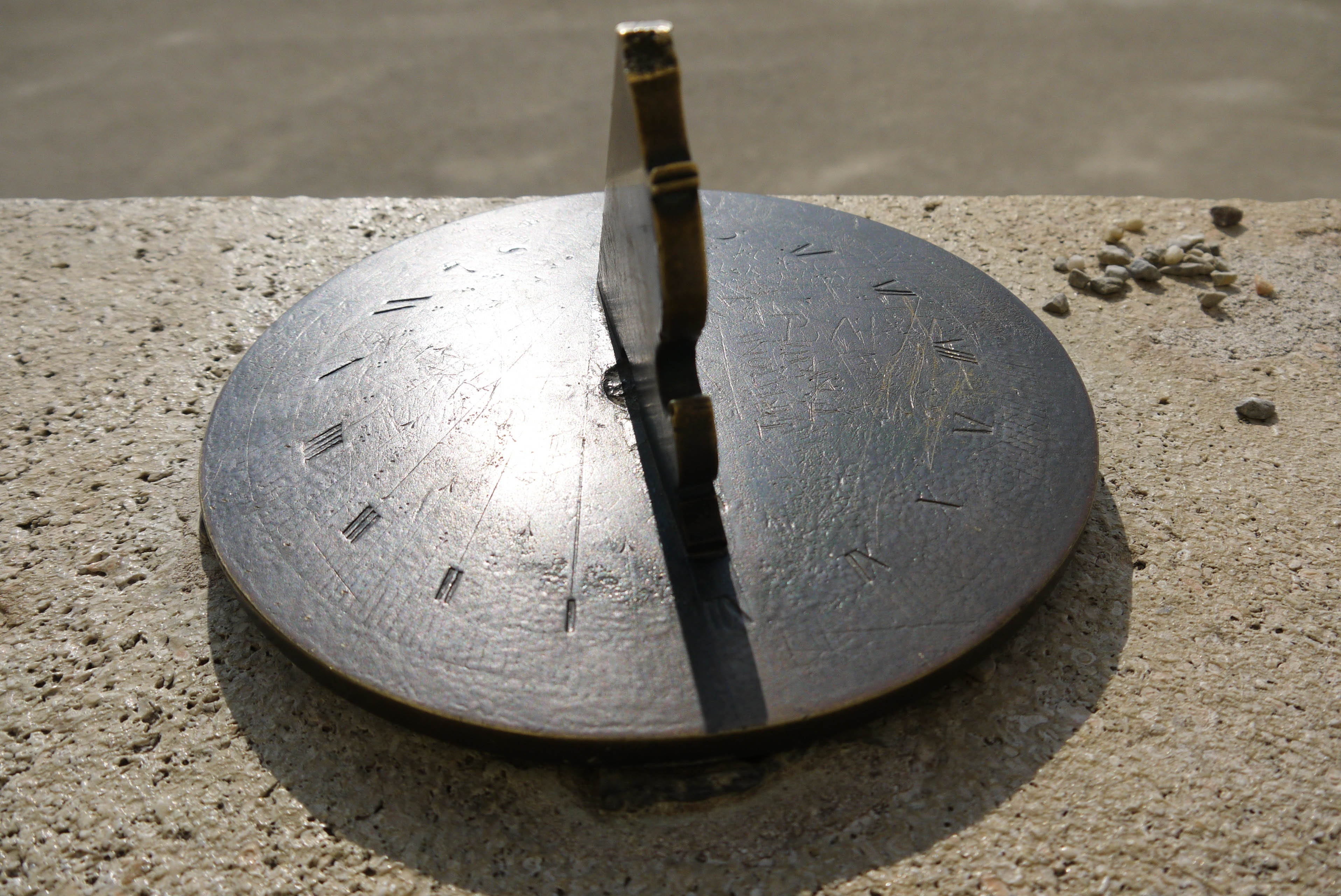sundial, clock, pointer, time indicating, close-up, high angle view