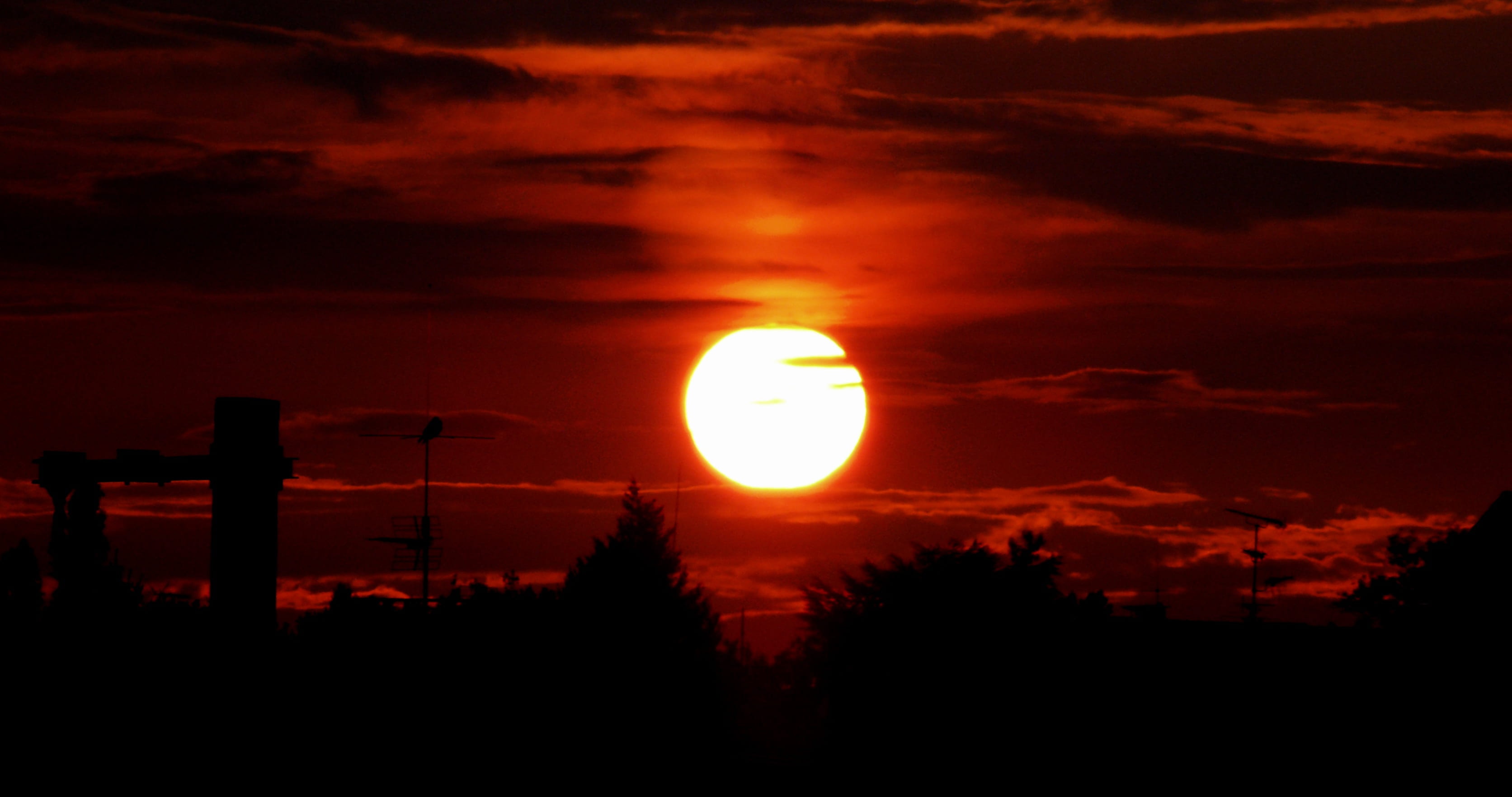 sunset, evening, clouds, silhouette, dusk, sky, red, atmospheric