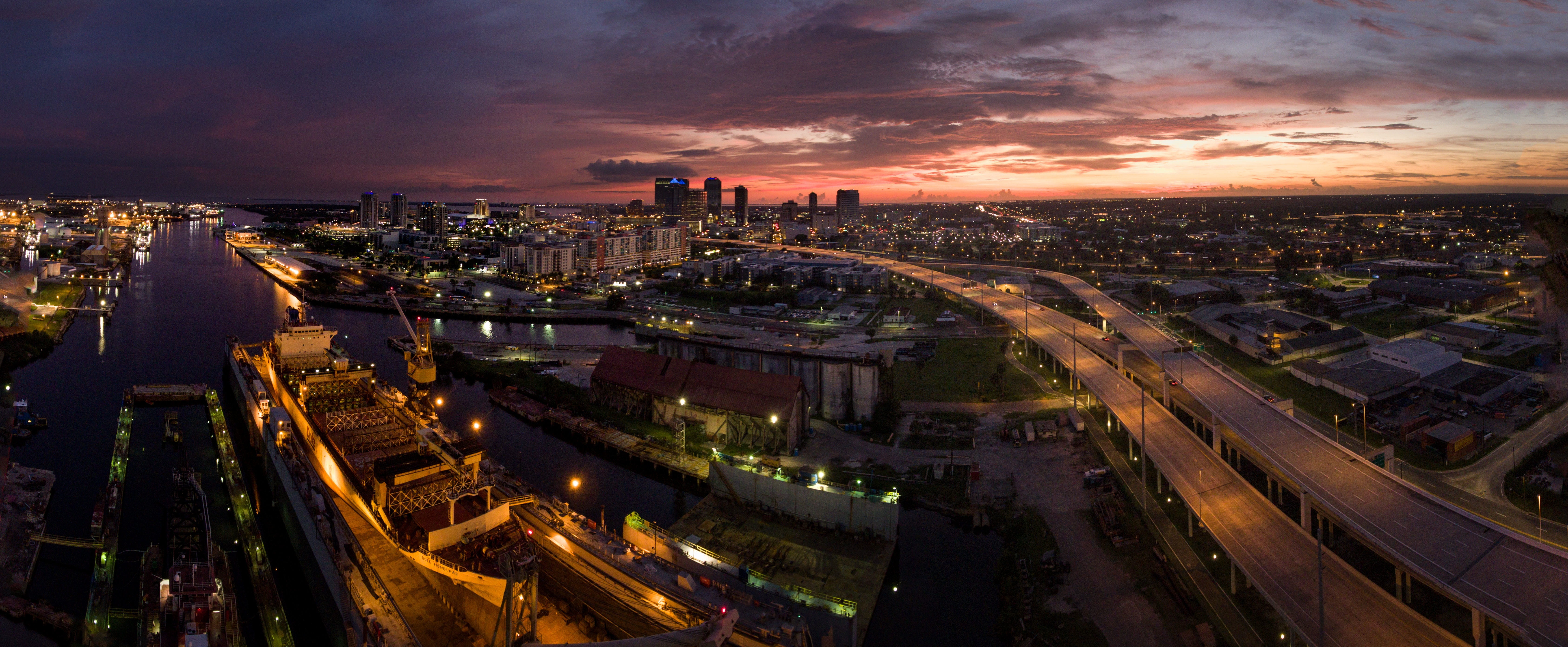 architecture, building, infrastructure, sky, cloud, dark, sunset