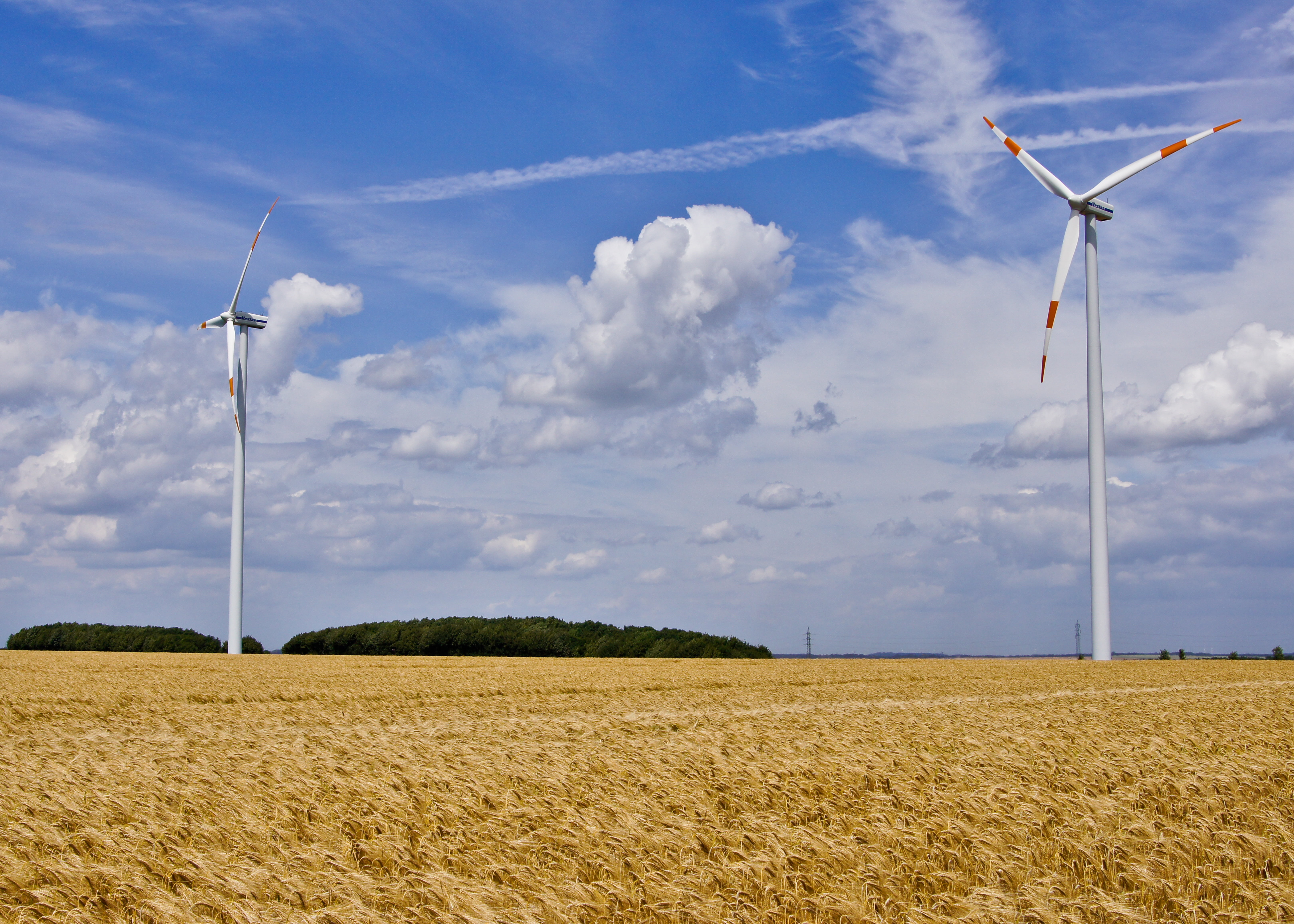 windräder, landscape, fields, sky, wind energy, clouds, brown