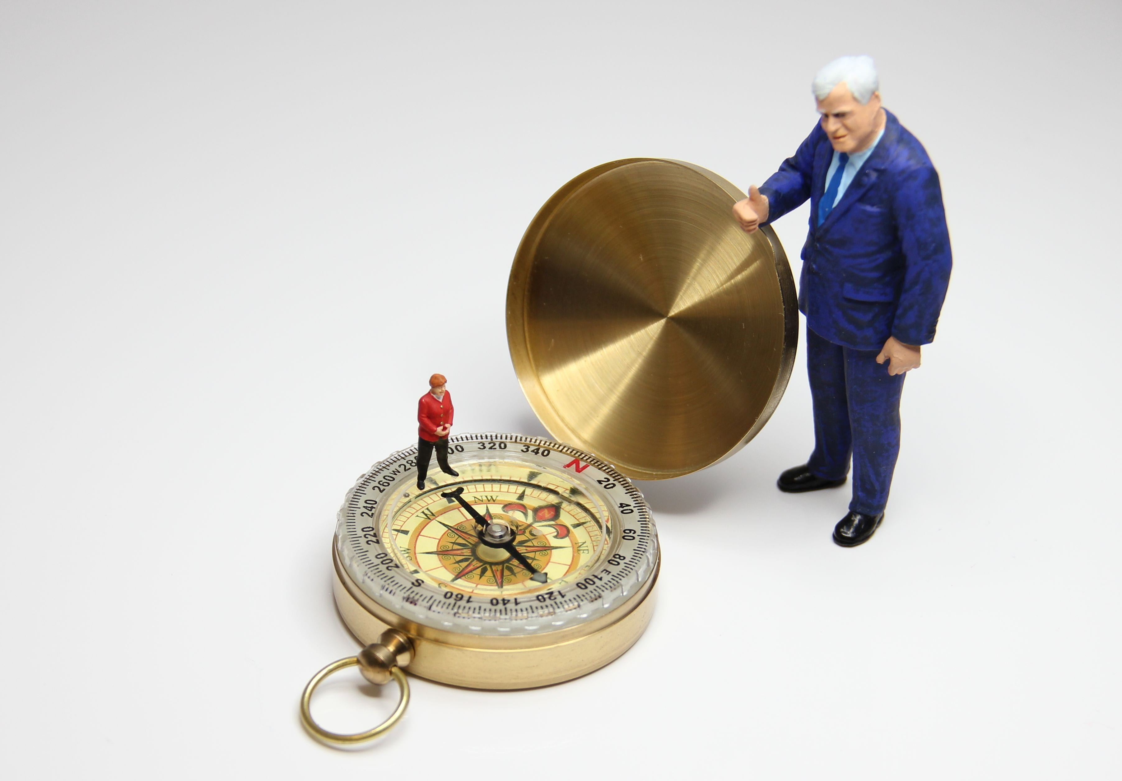 compass, direction, miniature figures, policy, merkel, small
