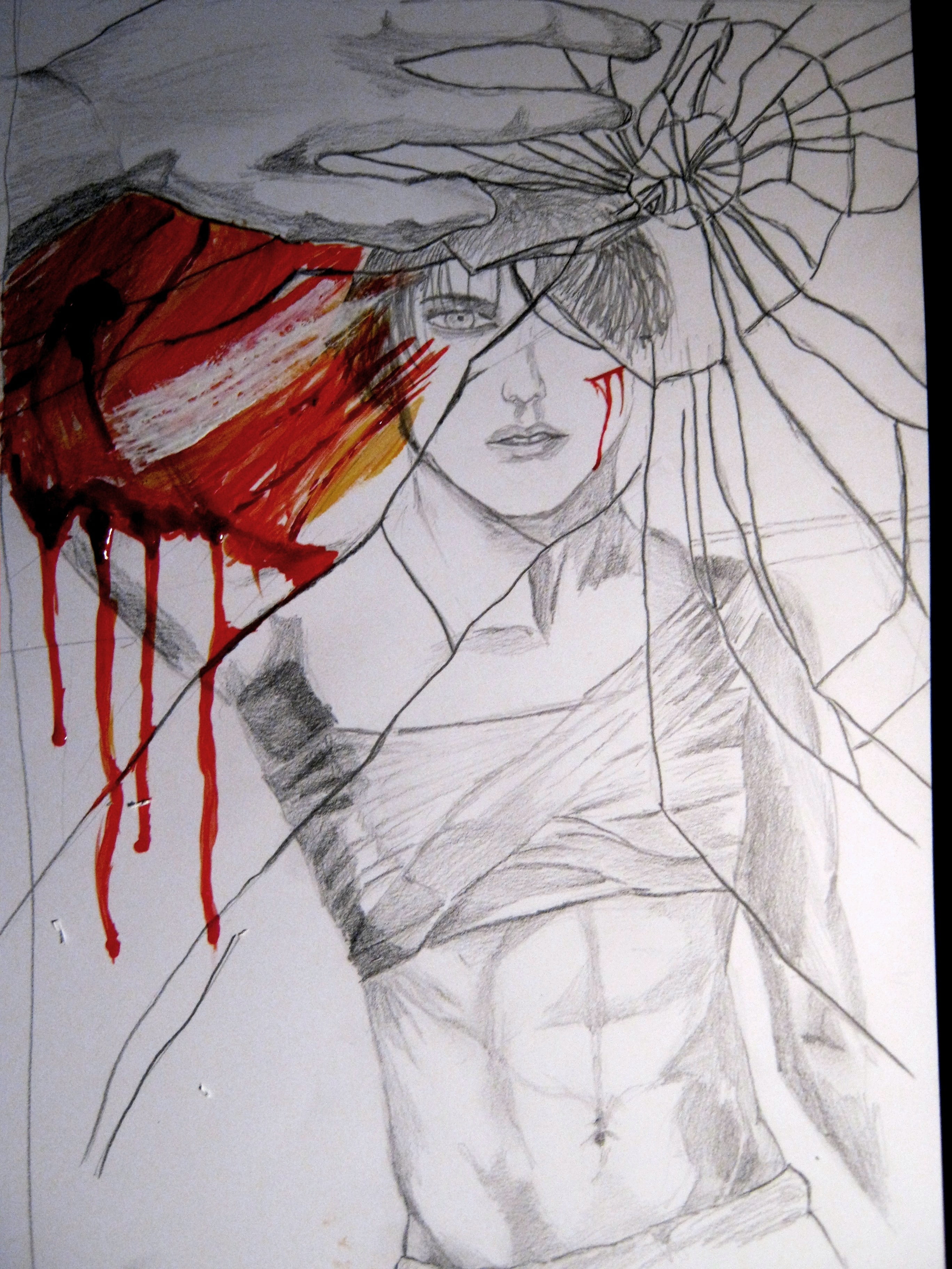 mirror, drawing, artwork, creative, boy, human representation