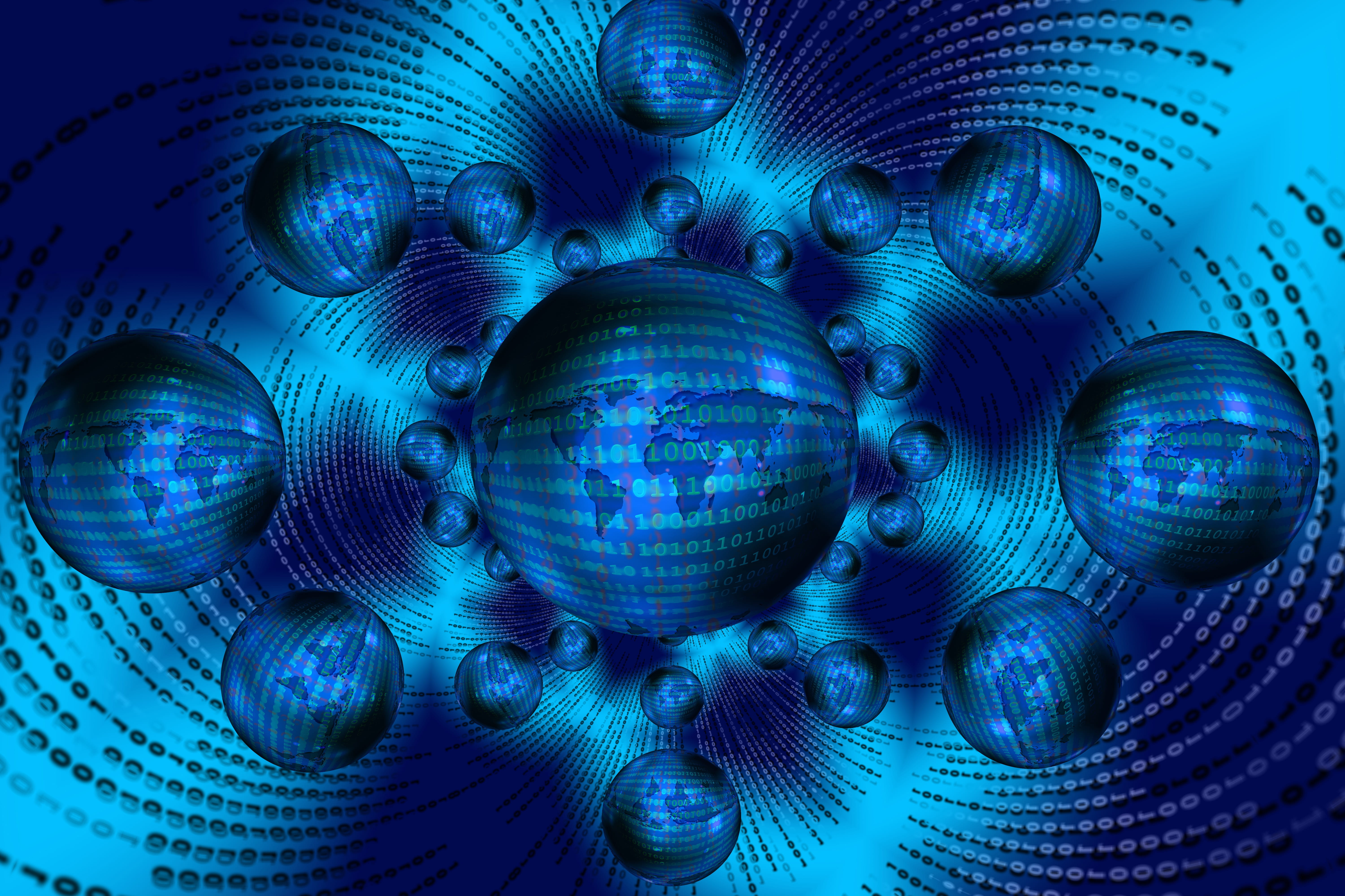 blue and teal digital wallpaper, Binary Code, Ball, Http, Www