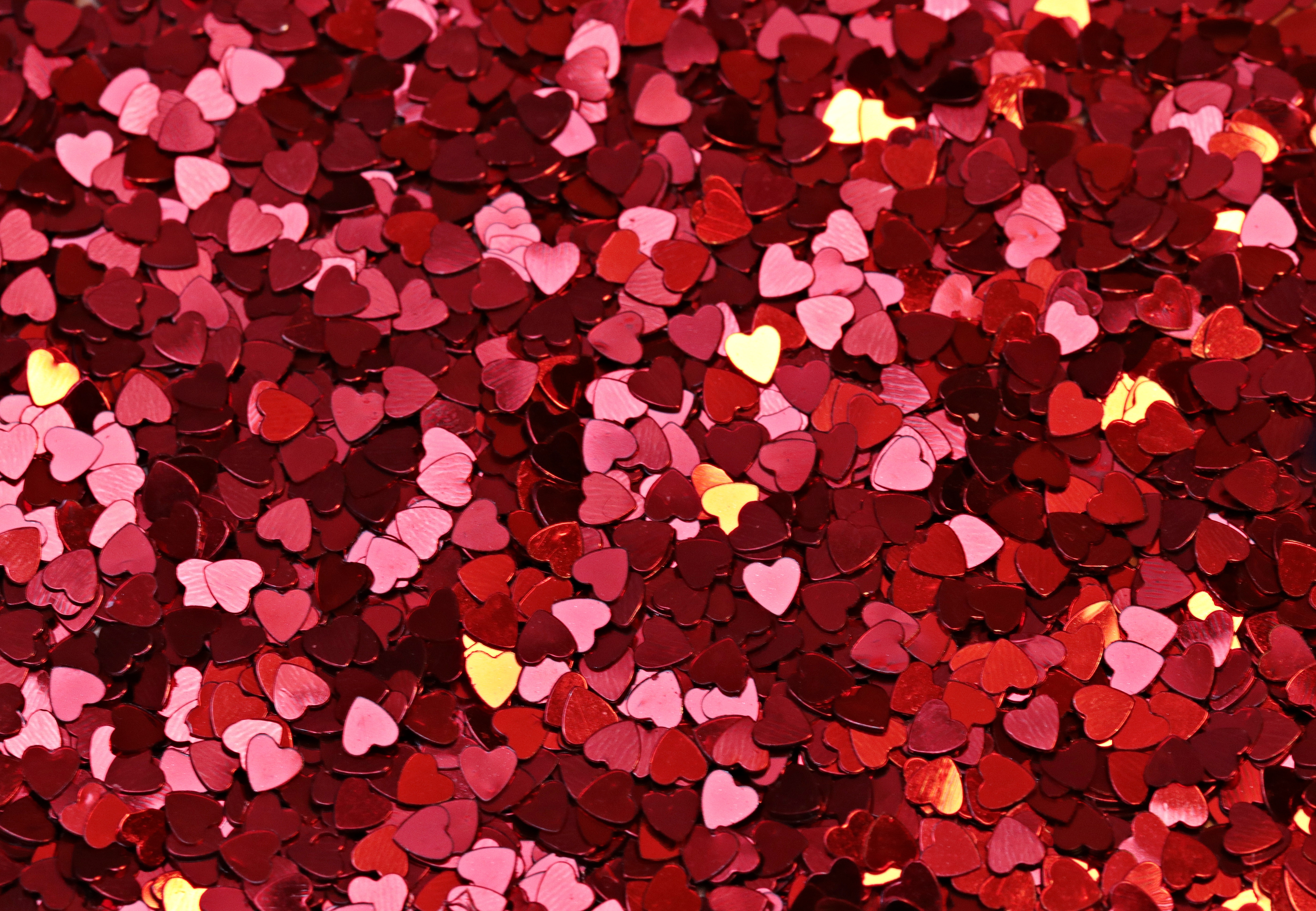 red hearts decor lot, background, texture, sparkle, sparkling