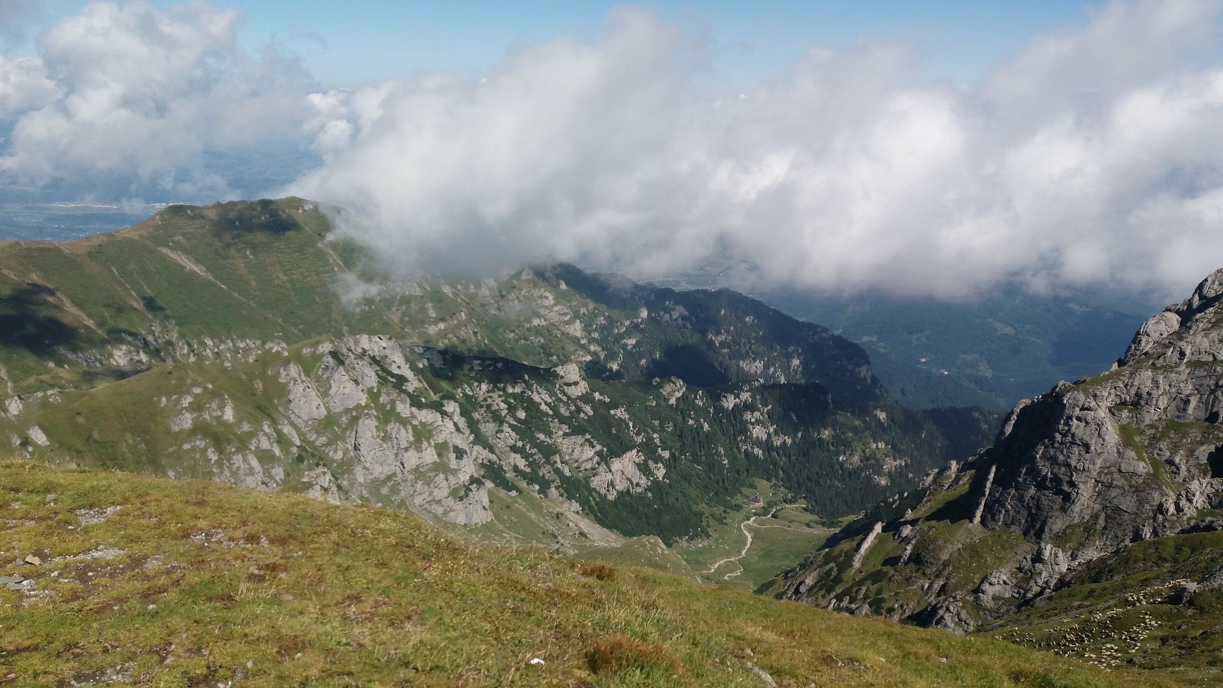 landscape, mountains, trees, clouds, grass, scenics - nature