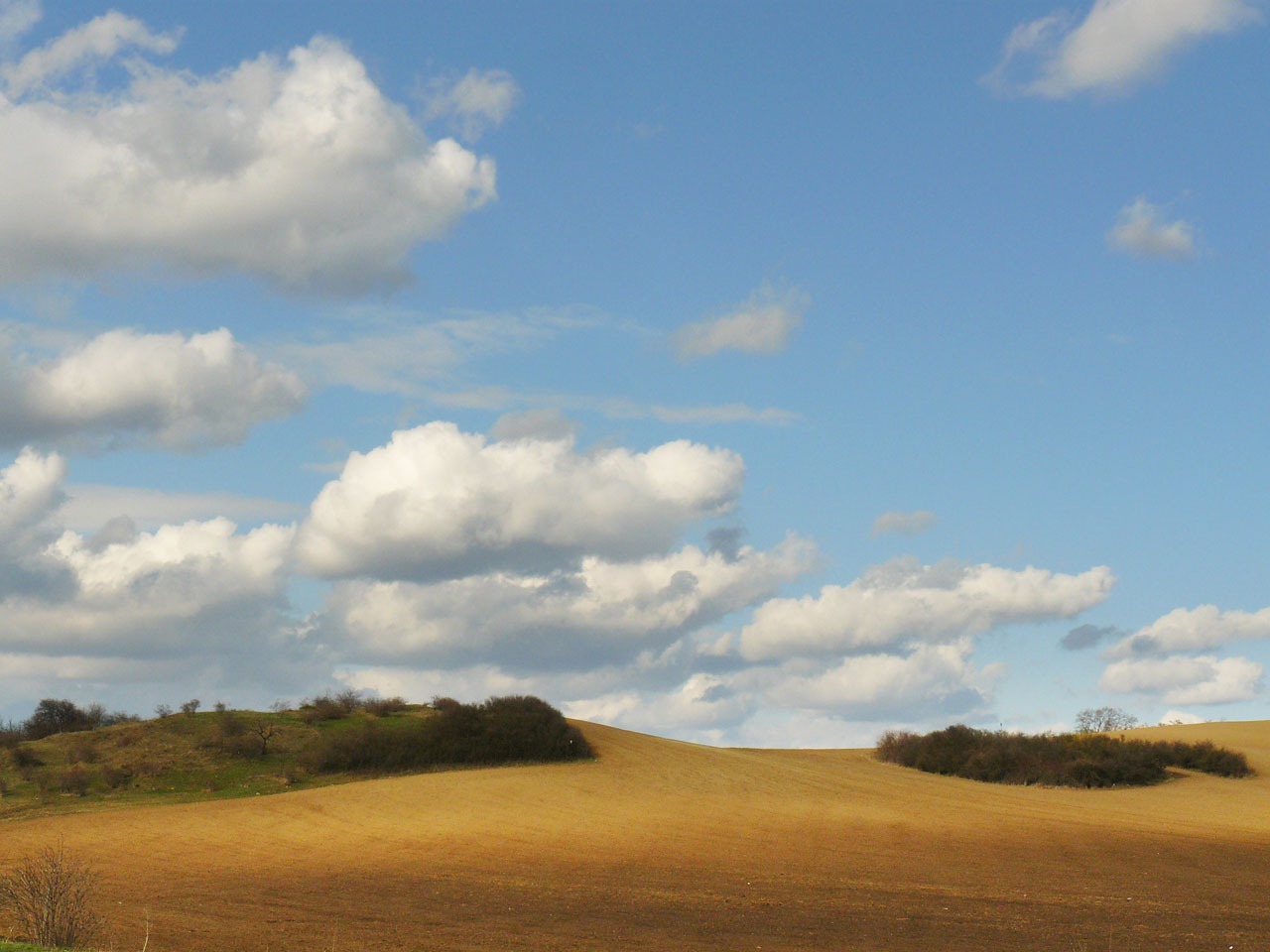 clouds, sky, fields, landscape, cloud - sky, environment, tranquility