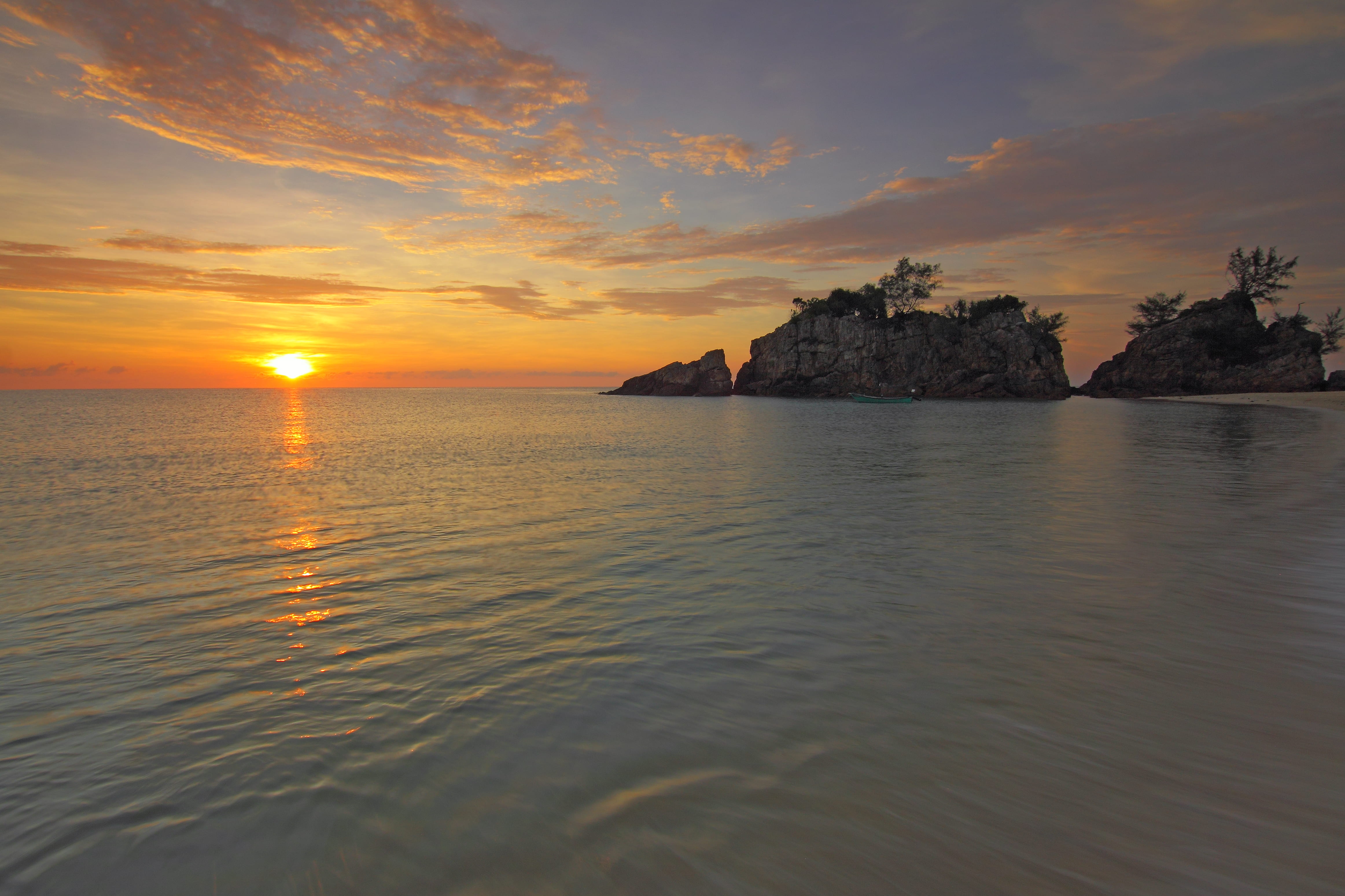 sea, dawn, nature, sky, calm, cliffs, clouds, dramatic, dusk