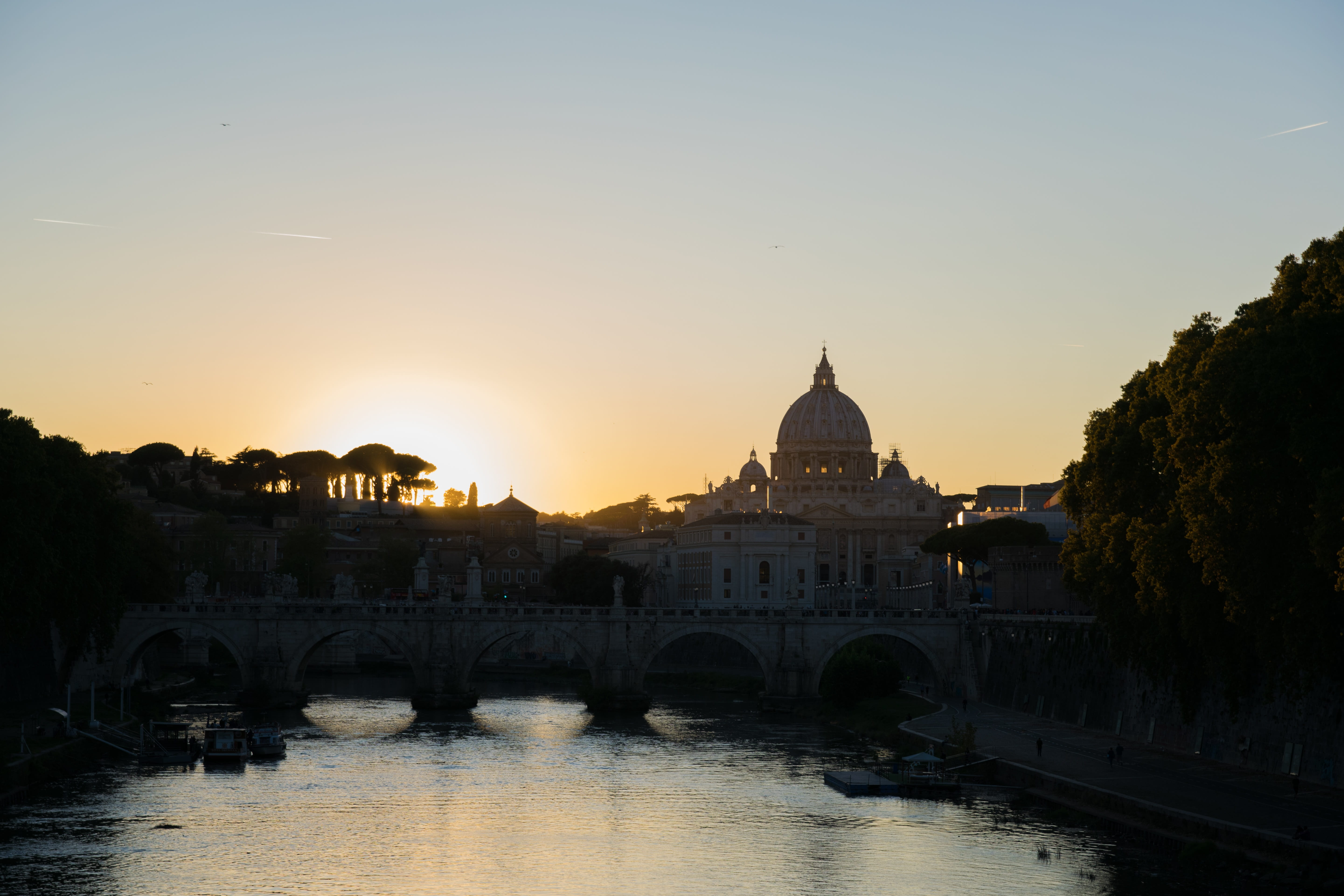 rome, vatican, tiber, sunset, built structure, architecture