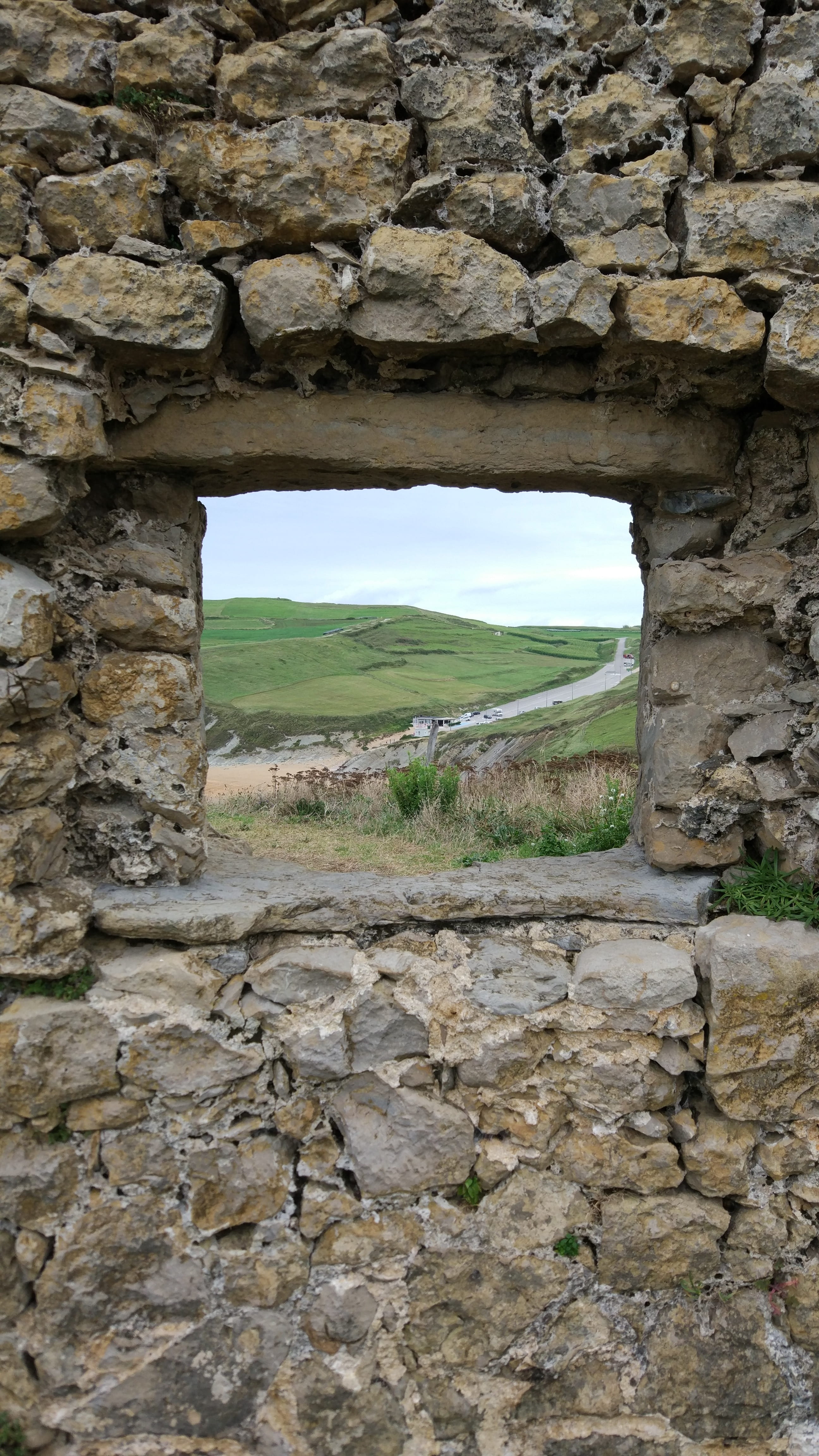 window, beach, landscape, architecture, built structure, stone wall