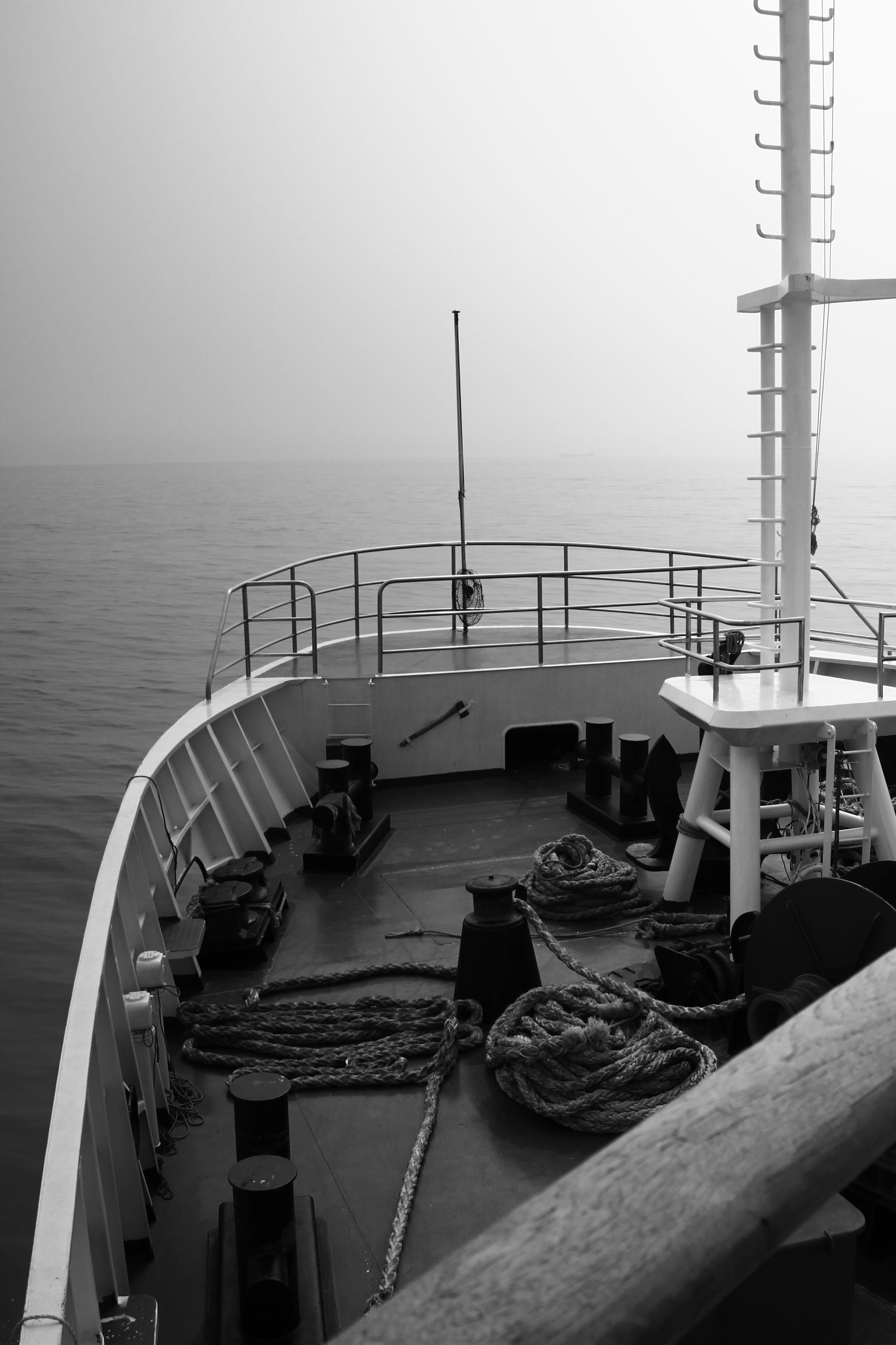 Ship, Black And White, Coast, Sea, nautical vessel, water, horizon over water