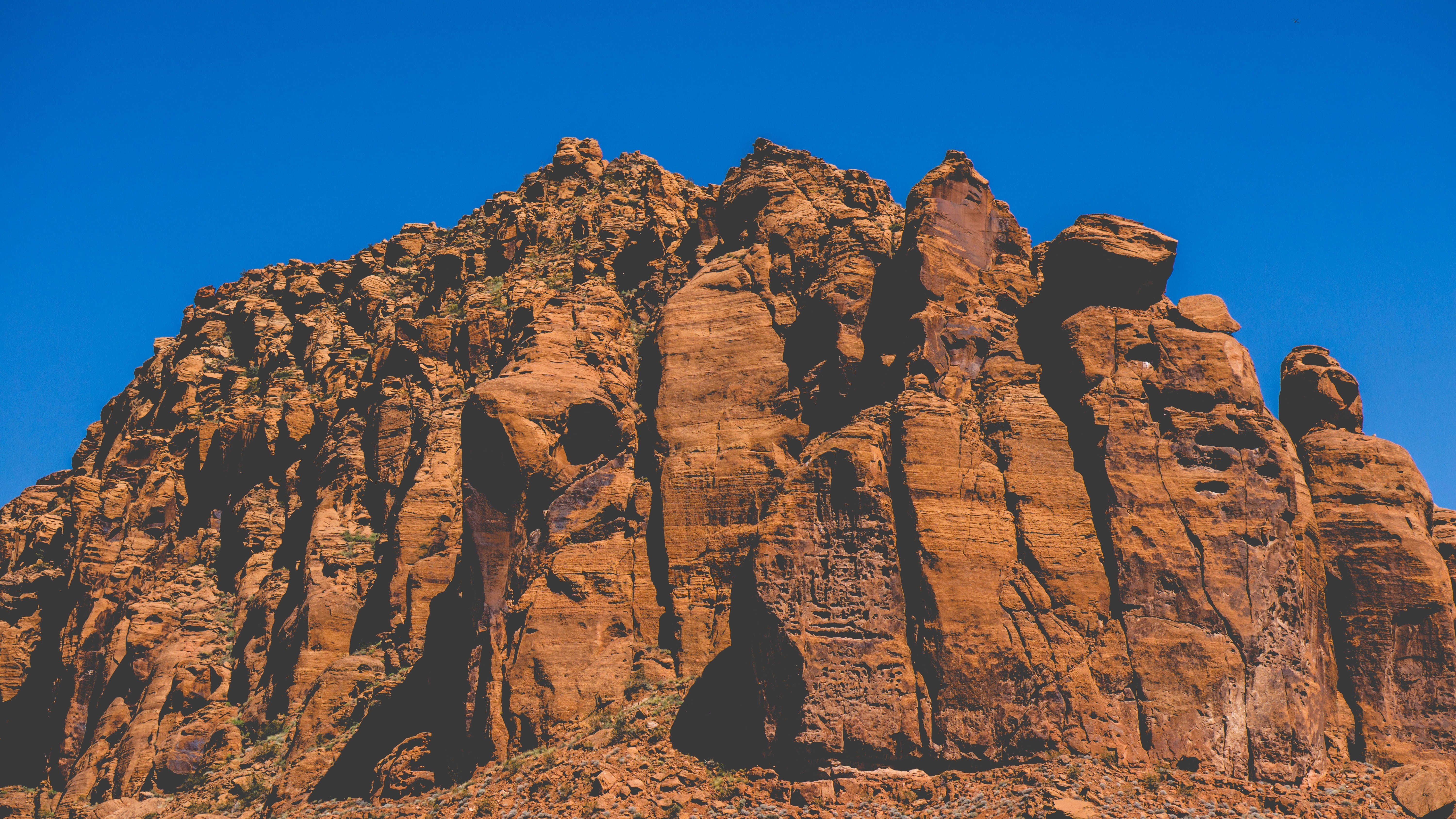 blue, sky, rock, landscape, rock - object, solid, rock formation