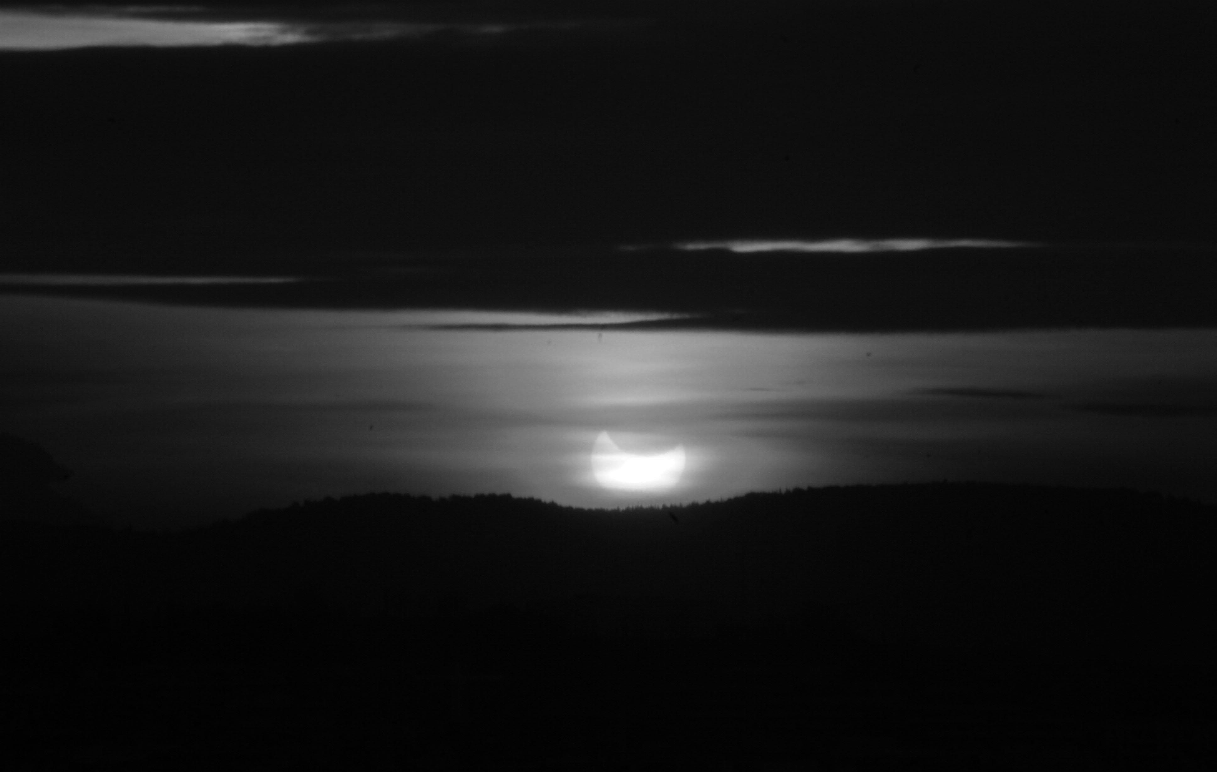 Eclipse, Partial Eclipse, black and white, monochrome, sun, sol