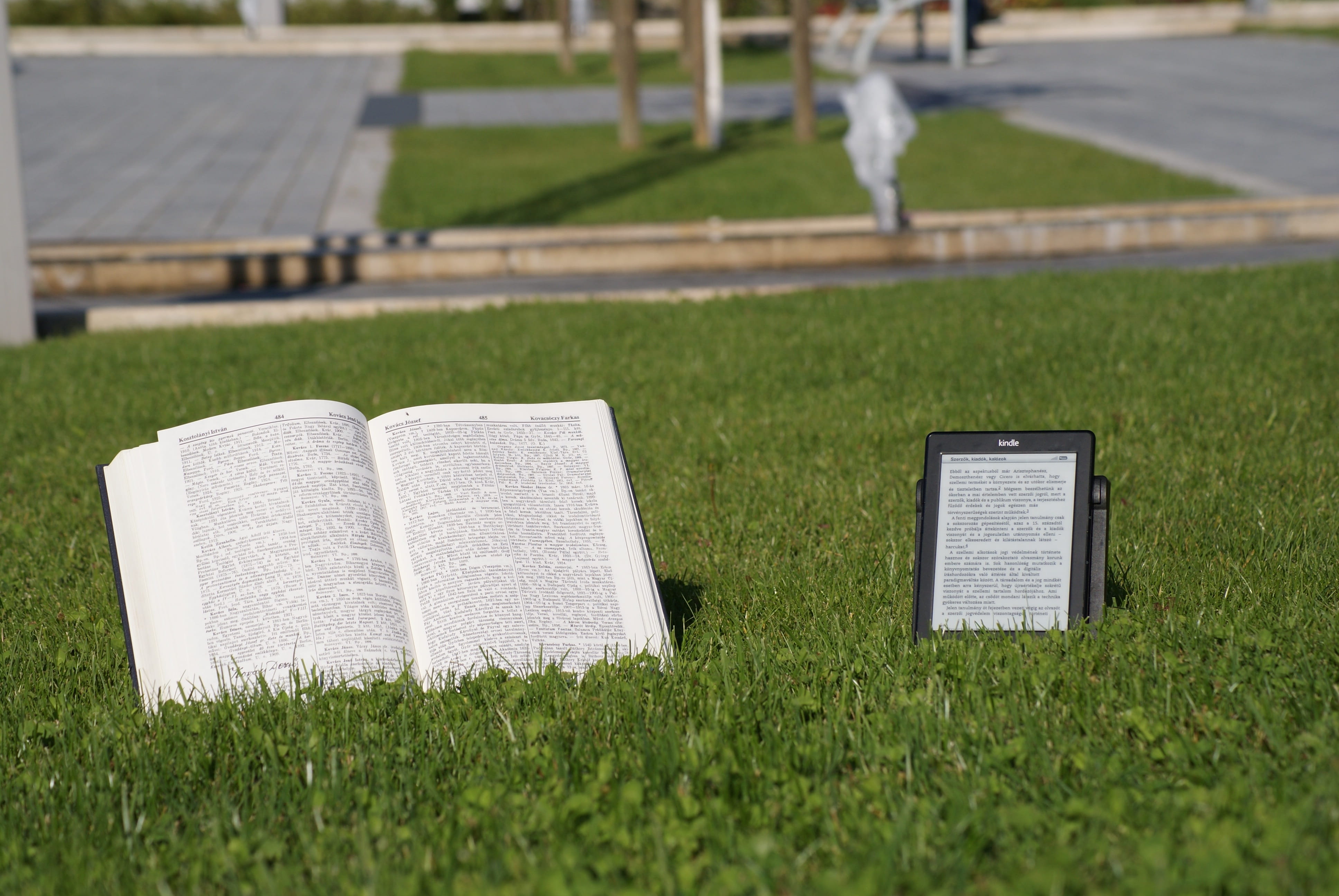 opened book on green grass, E-Reader, E-Book, Ebook, E-Ink, E-Paper