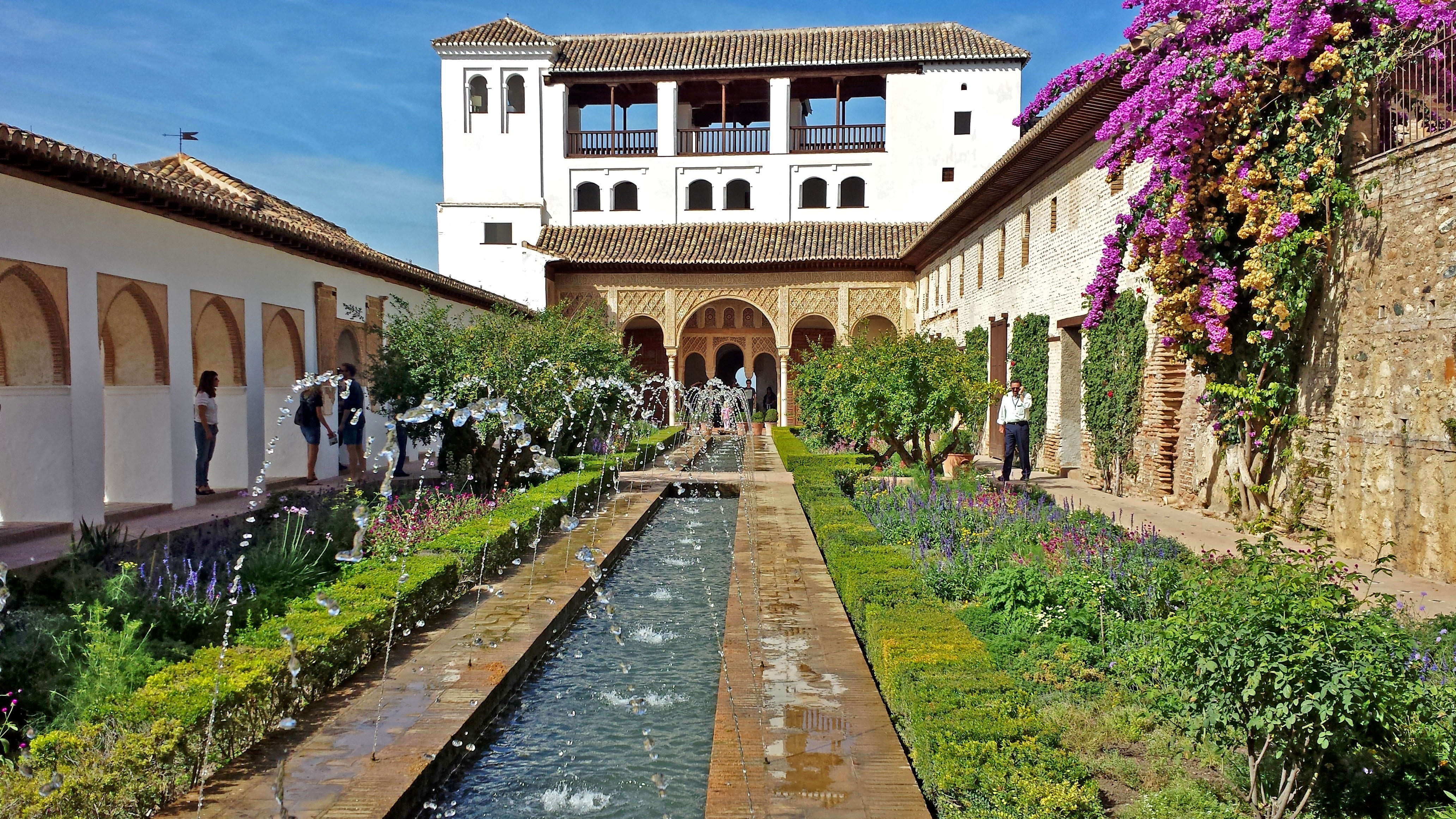 garden field near house, alhambra, granada, generalife, andalusia