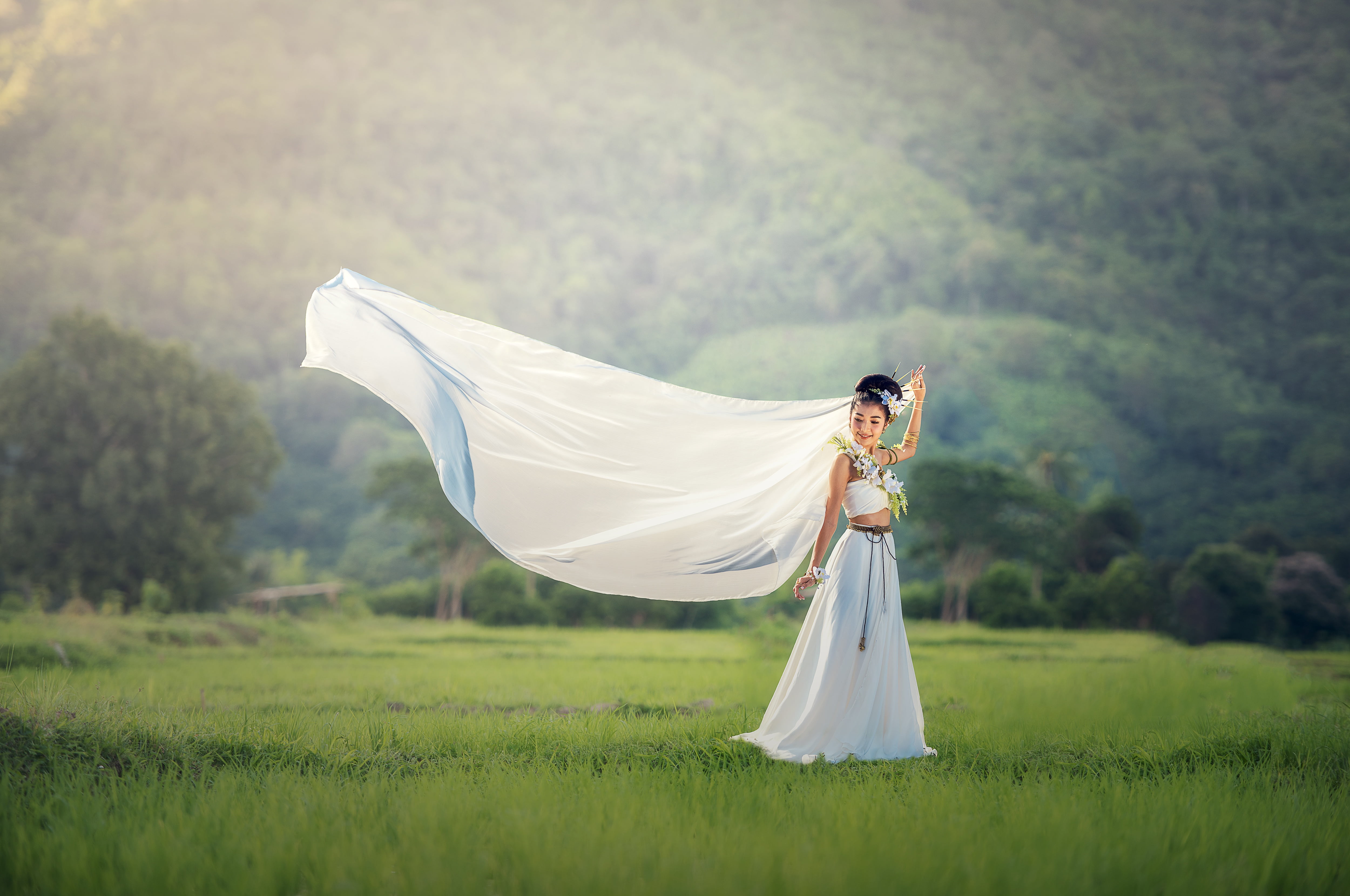 woman wearing white crop top and white maxi skirt, bride, fashion